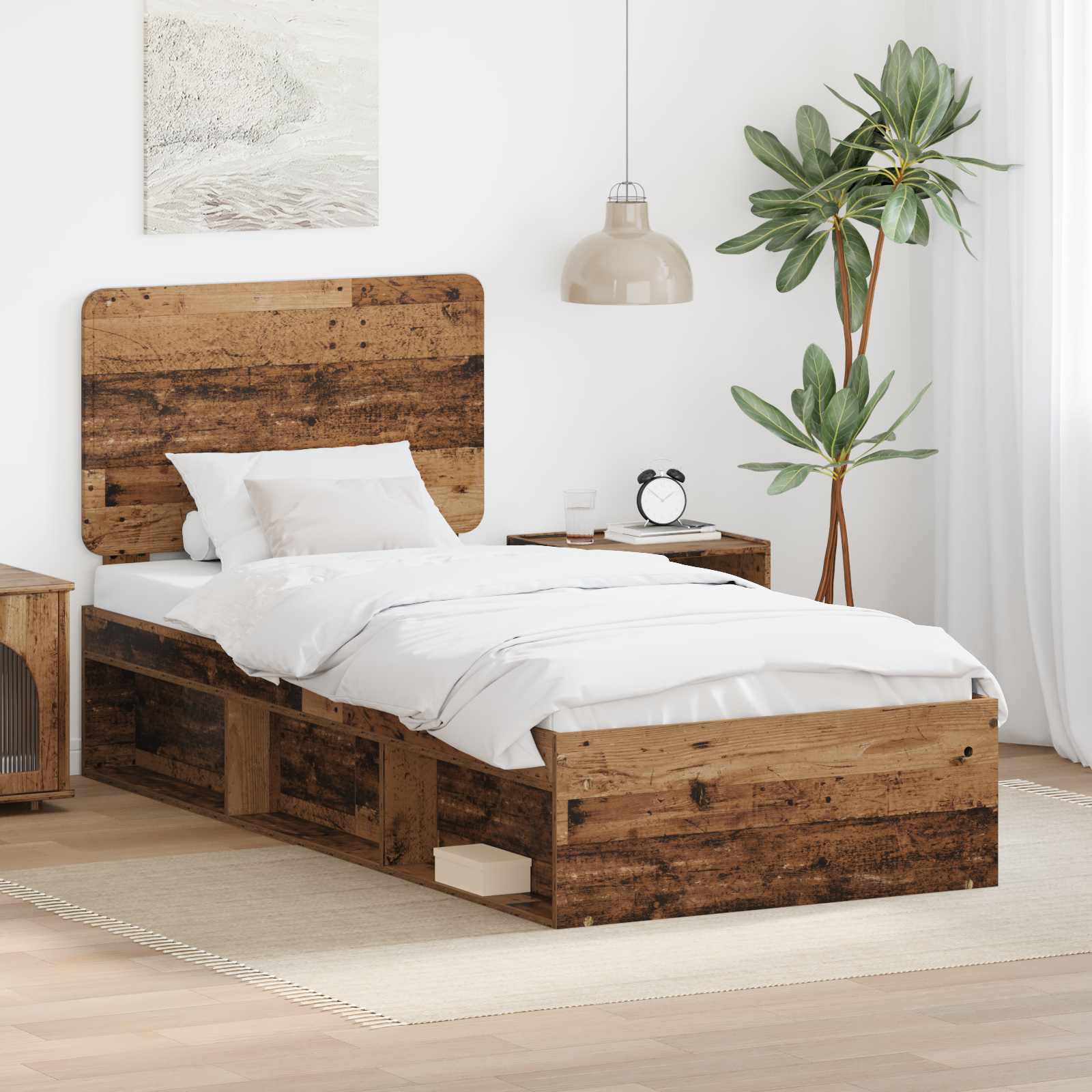 Cadre de lit Bois ancien 90 x 190 cm Bois de pin massif - XIOS