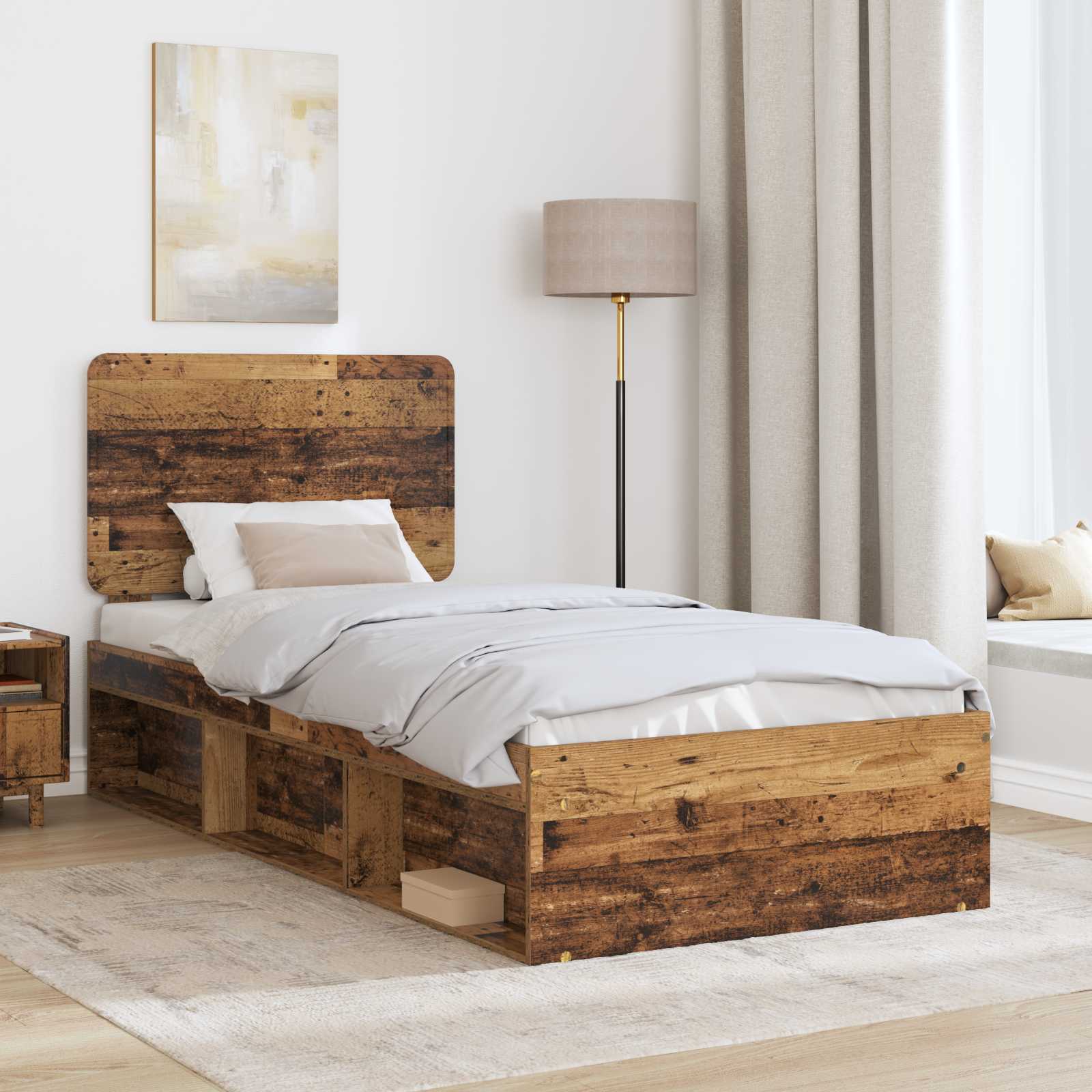 Cadre de lit Bois ancien 90 x 190 cm Bois de pin massif - XIOS