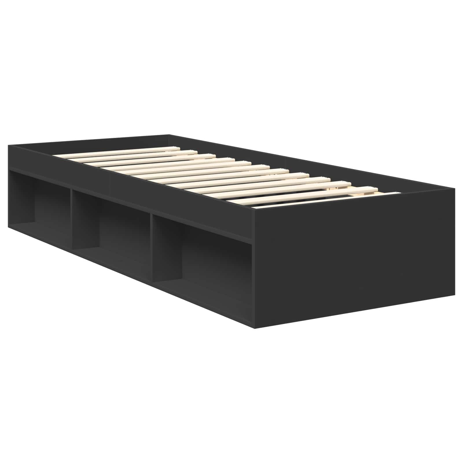 Cadre de lit Noir 75 x 190 cm Bois de pin massif - XIOS