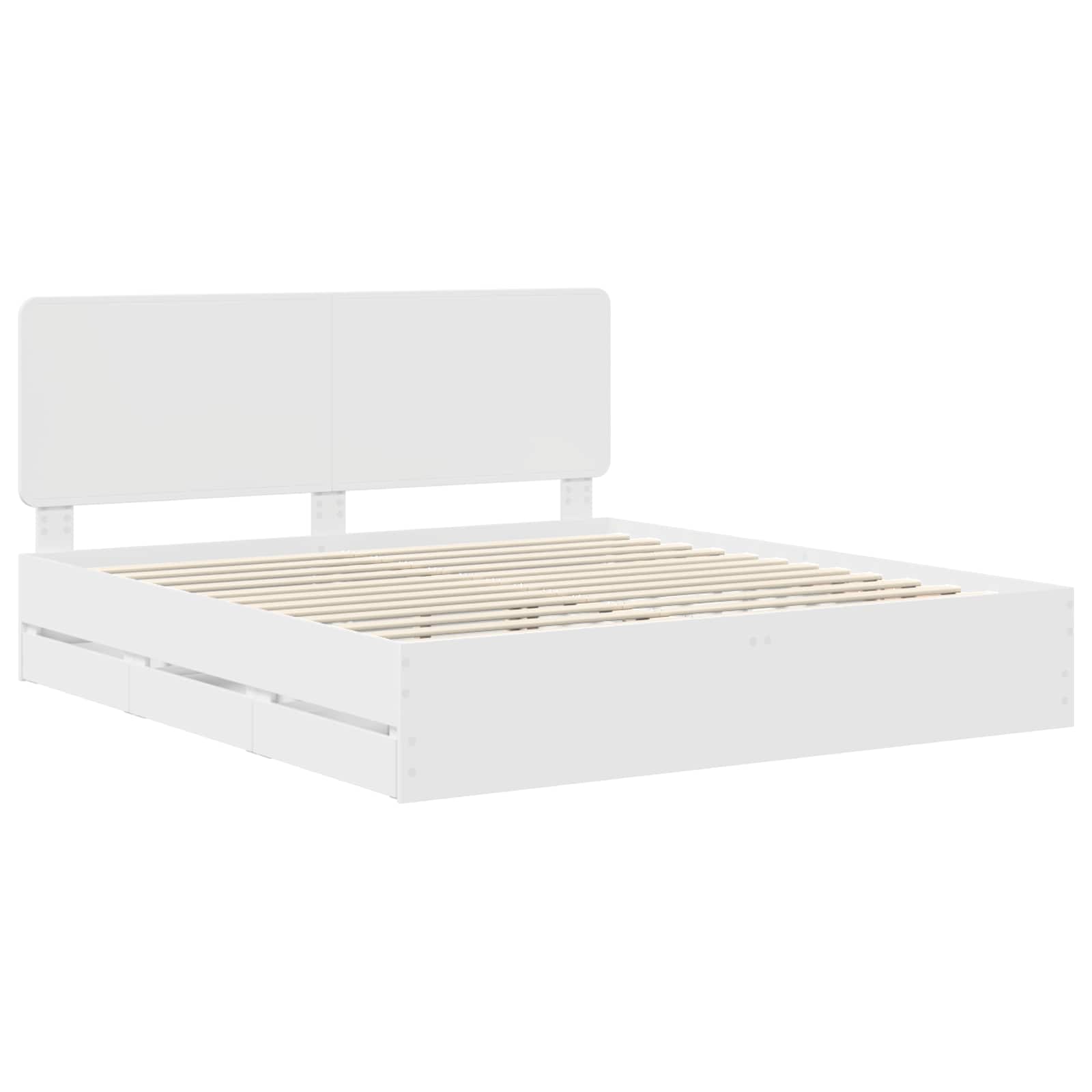 Cadre de lit avec tiroir Blanc 200 x 200 cm Bois Ingénierie - XIOS
