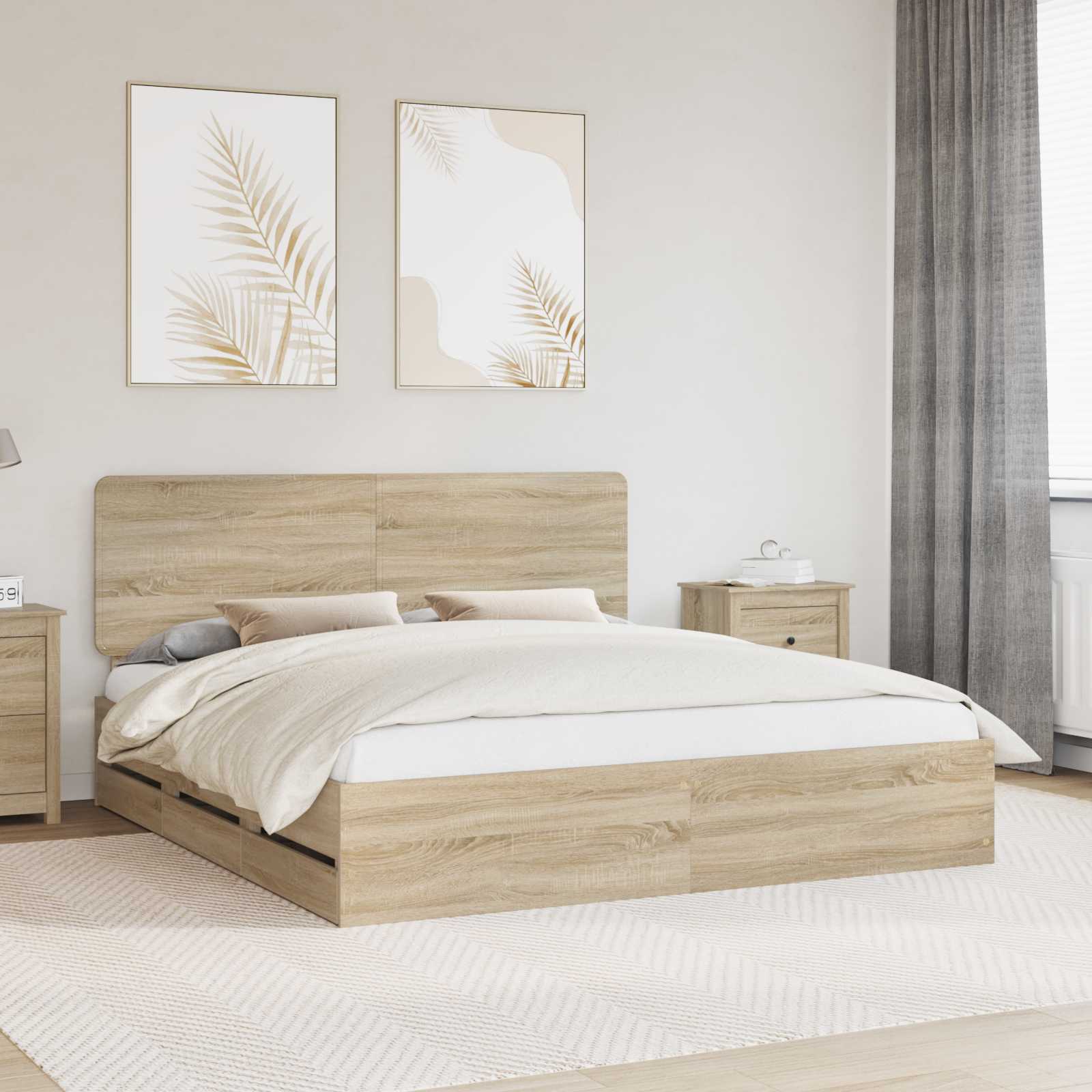 Cadre de lit Chêne Sonoma 200 x 200 cm Bois Ingénierie - XIOS