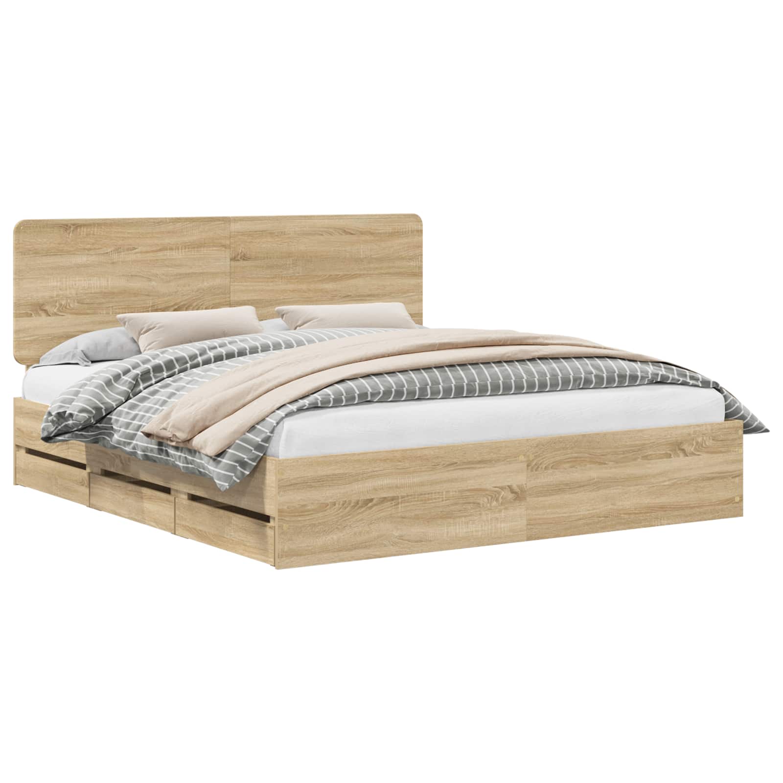 Cadre de lit Chêne Sonoma 200 x 200 cm Bois Ingénierie - XIOS