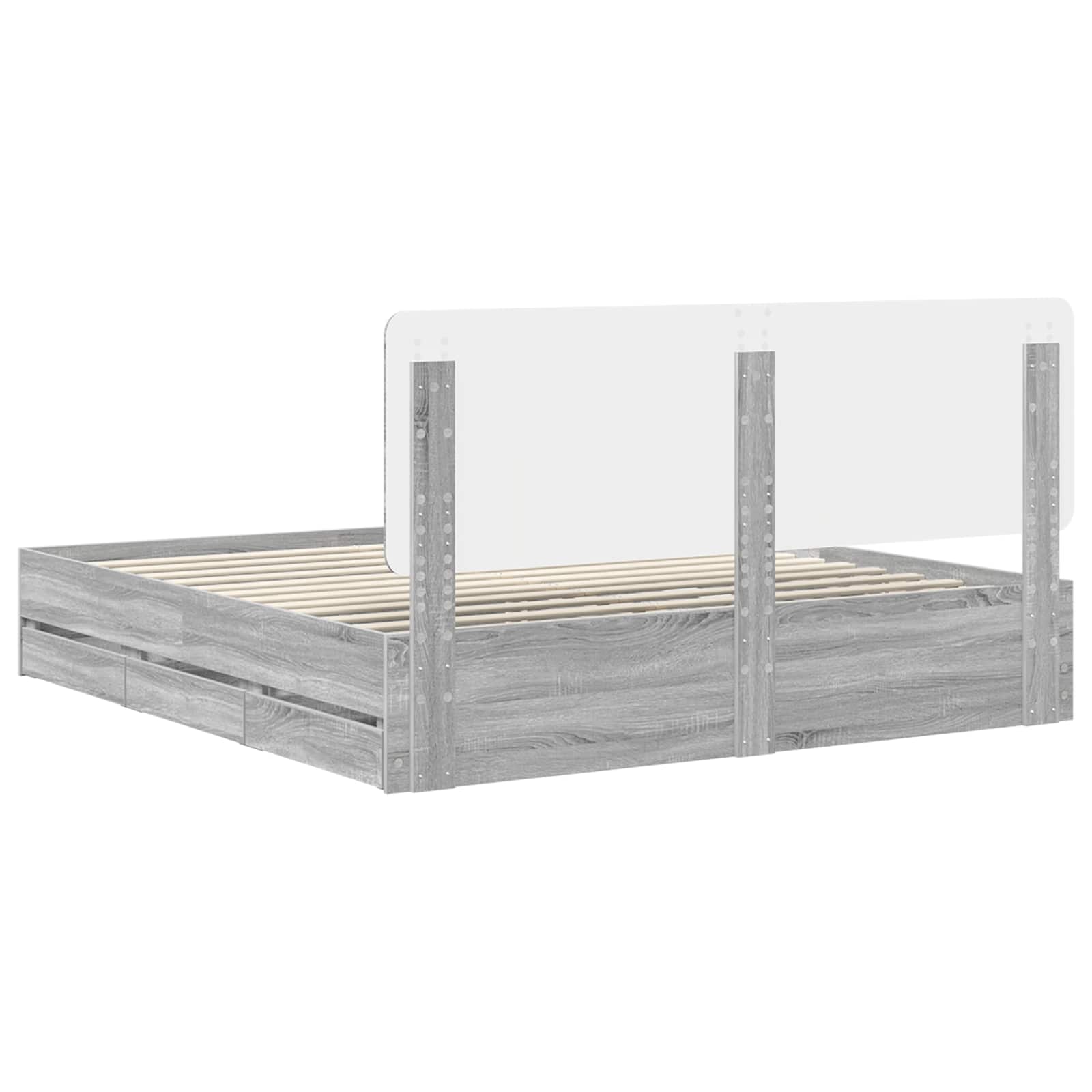 Cadre de lit Gris Sonoma 200 x 200 cm Bois Ingénierie - XIOS