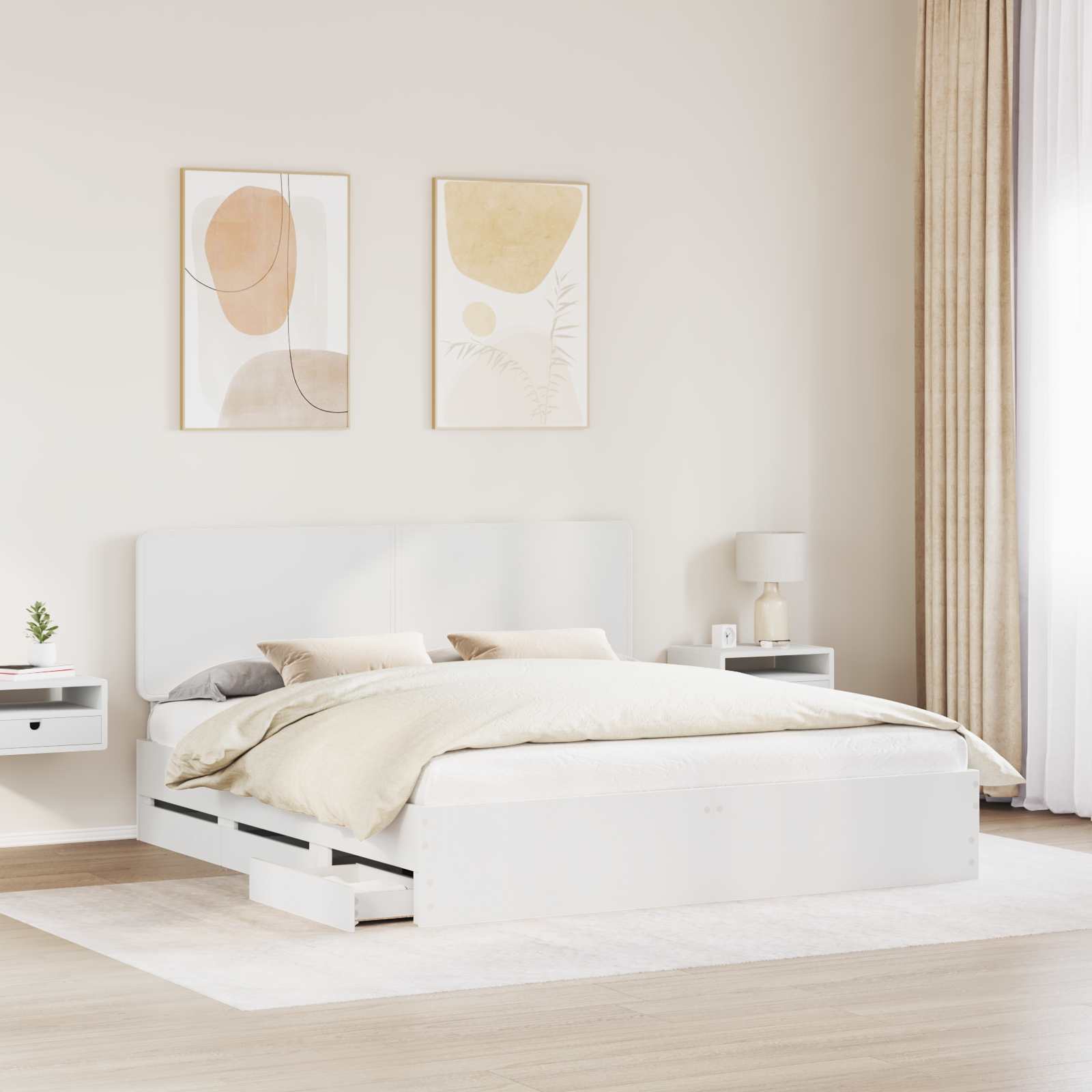 Cadre de lit avec tiroir Blanc 180 x 200 cm Bois Ingénierie - XIOS