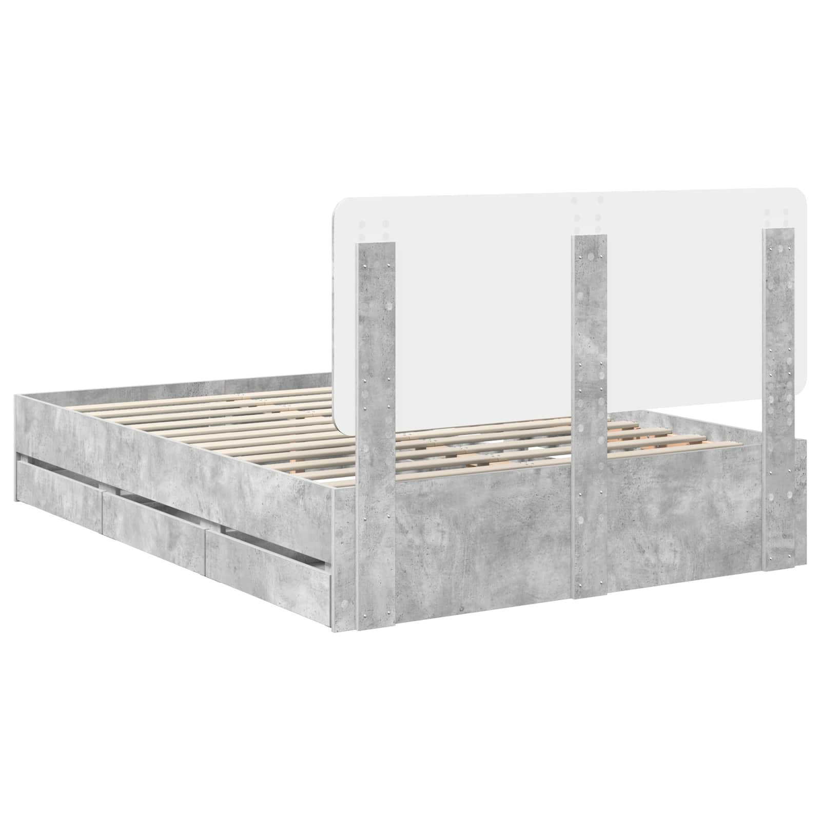 Cadre de lit Gris béton 140 x 200 cm Bois Ingénierie - XIOS