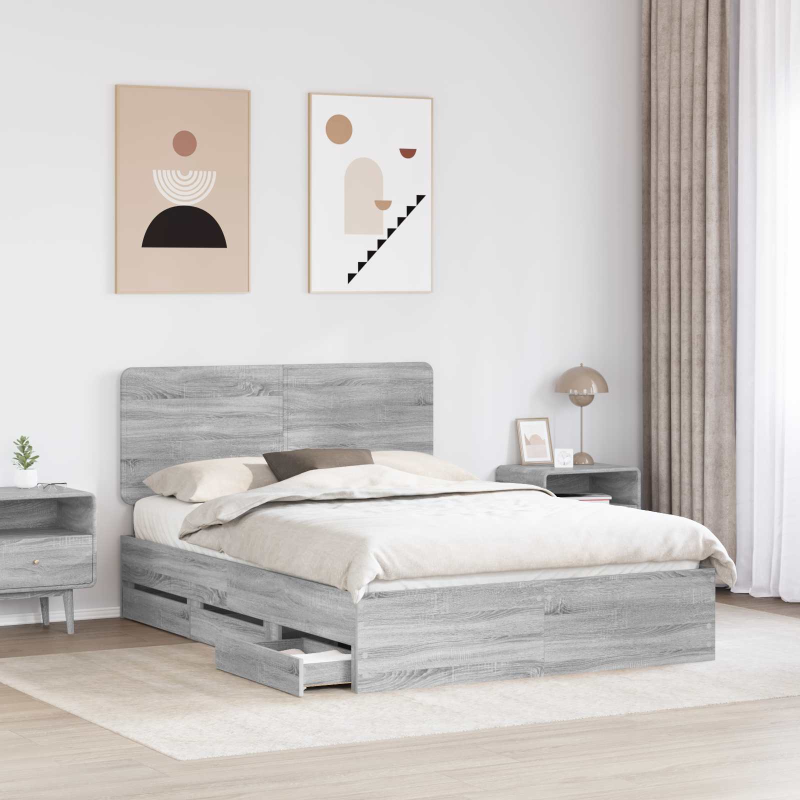 Cadre de lit Gris Sonoma 140 x 200 cm Bois Ingénierie - XIOS