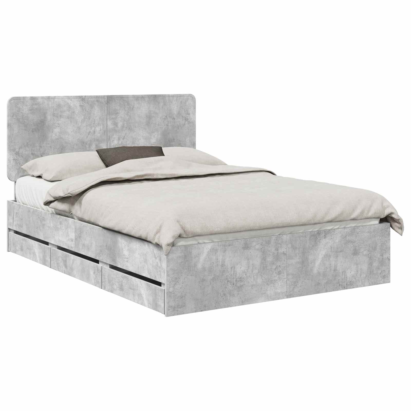 Cadre de lit Gris béton 140 x 190 cm Bois Ingénierie - XIOS
