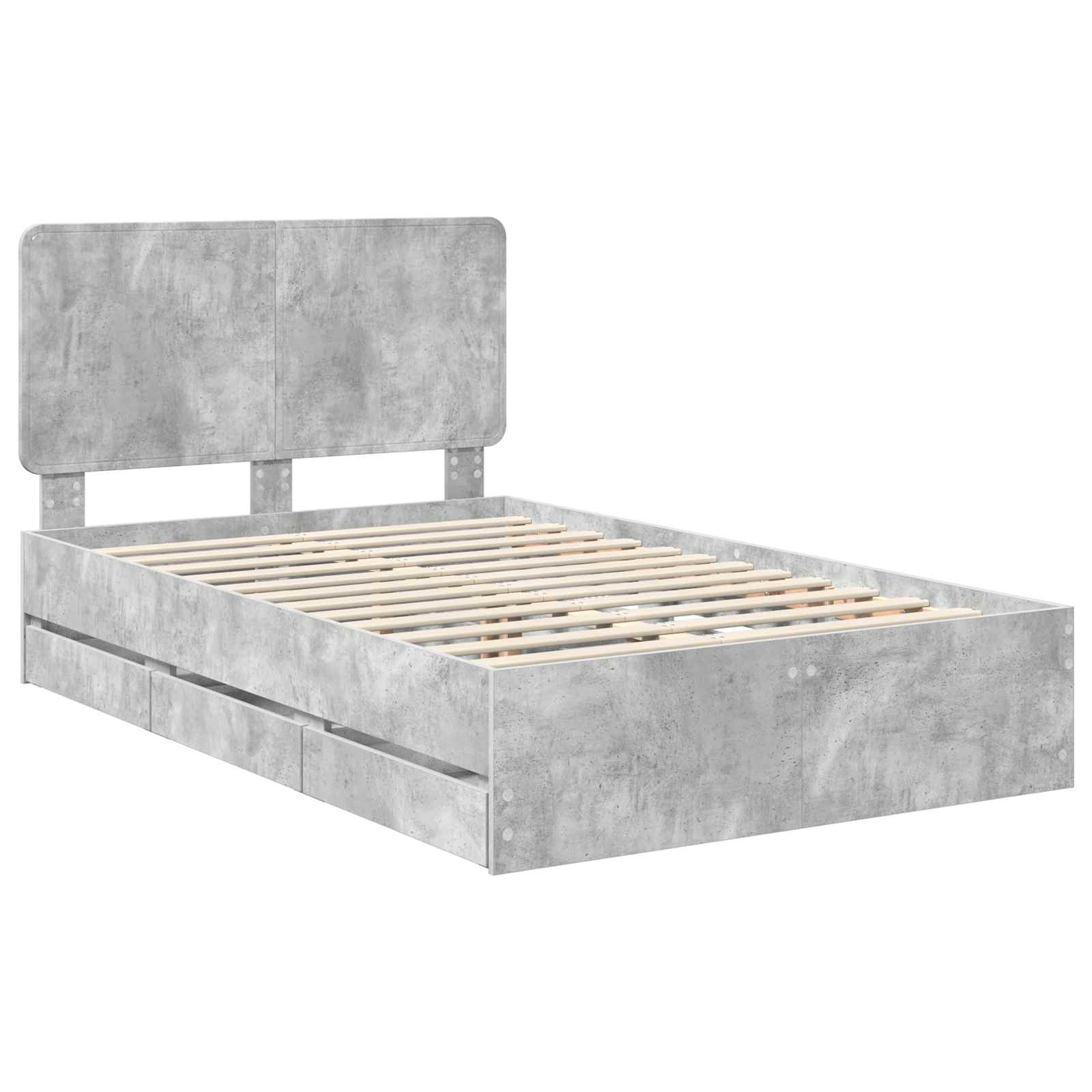 Cadre de lit Gris béton 135 x 190 cm Bois Ingénierie - XIOS