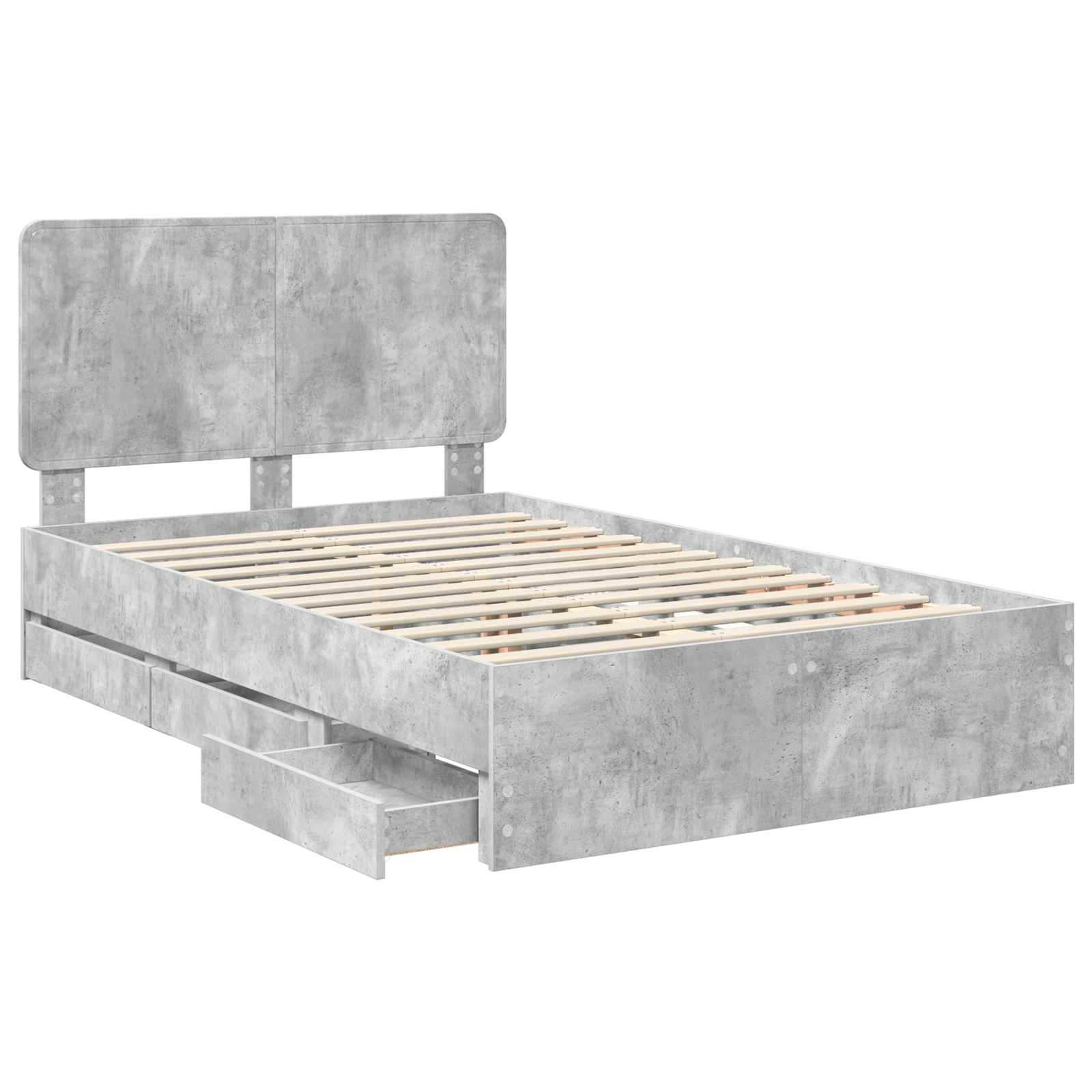 Cadre de lit Gris béton 135 x 190 cm Bois Ingénierie - XIOS