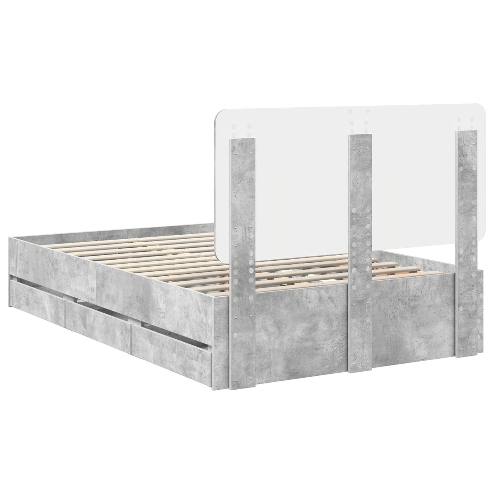 Cadre de lit Gris béton 135 x 190 cm Bois Ingénierie - XIOS