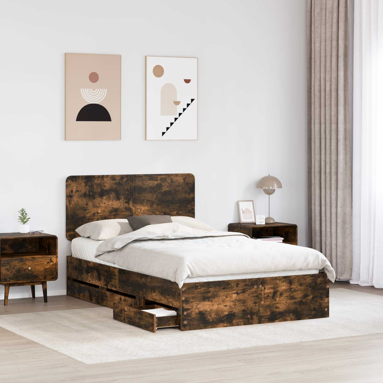Cadre de lit Chêne fumé 120 x 200 cm Bois Ingénierie - XIOS