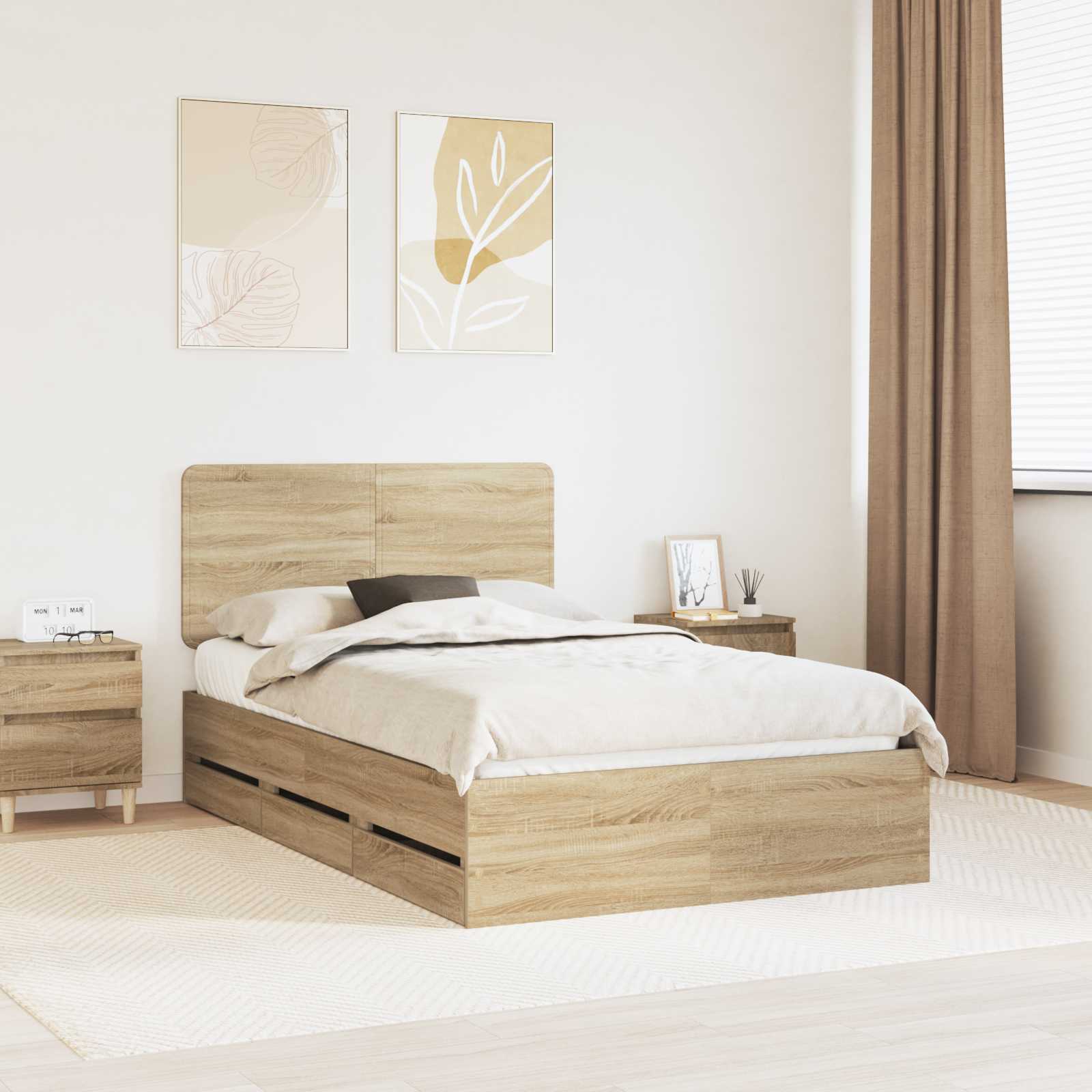 Cadre de lit Chêne Sonoma 120 x 190 cm Bois Ingénierie - XIOS