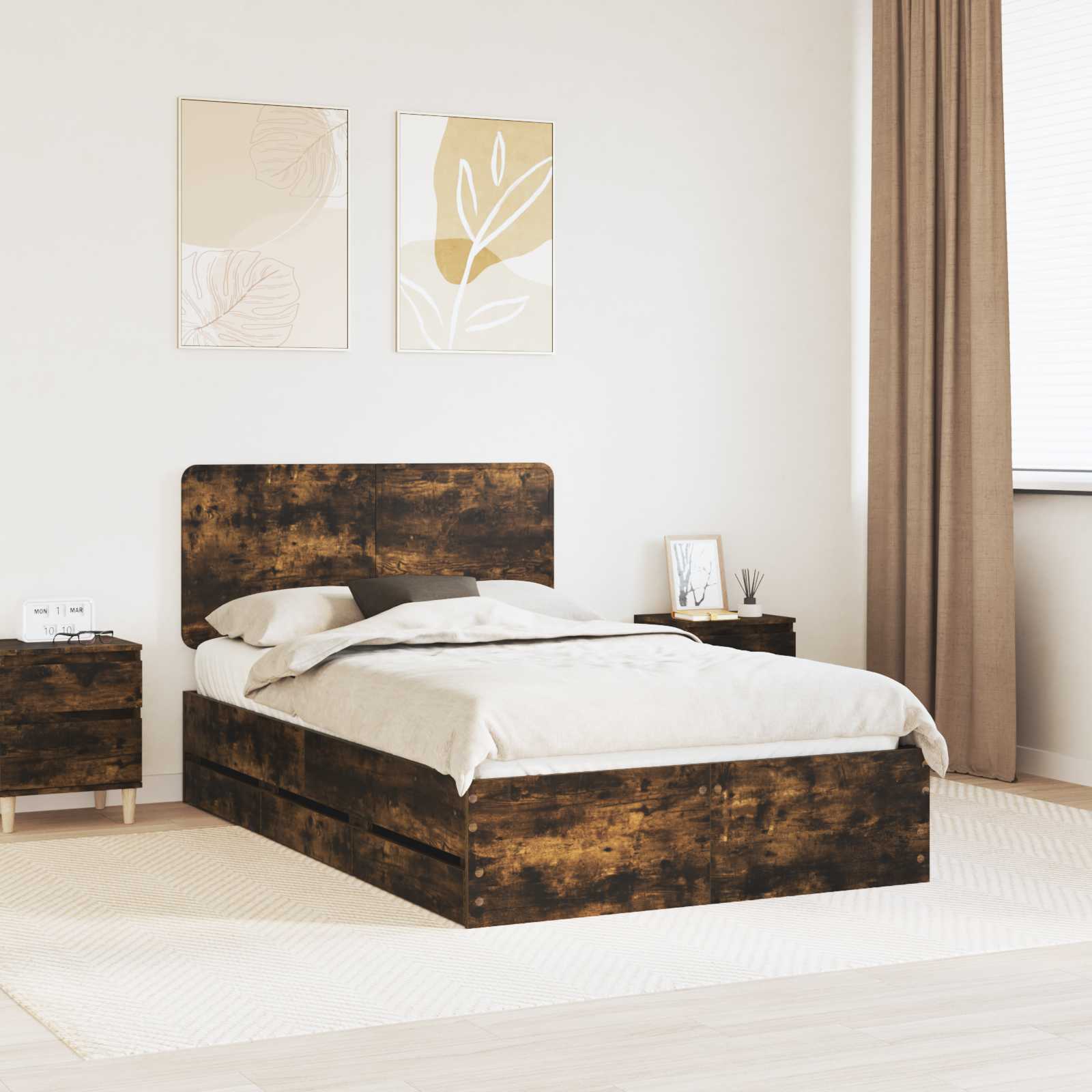 Cadre de lit Chêne fumé 120 x 190 cm Bois Ingénierie - XIOS