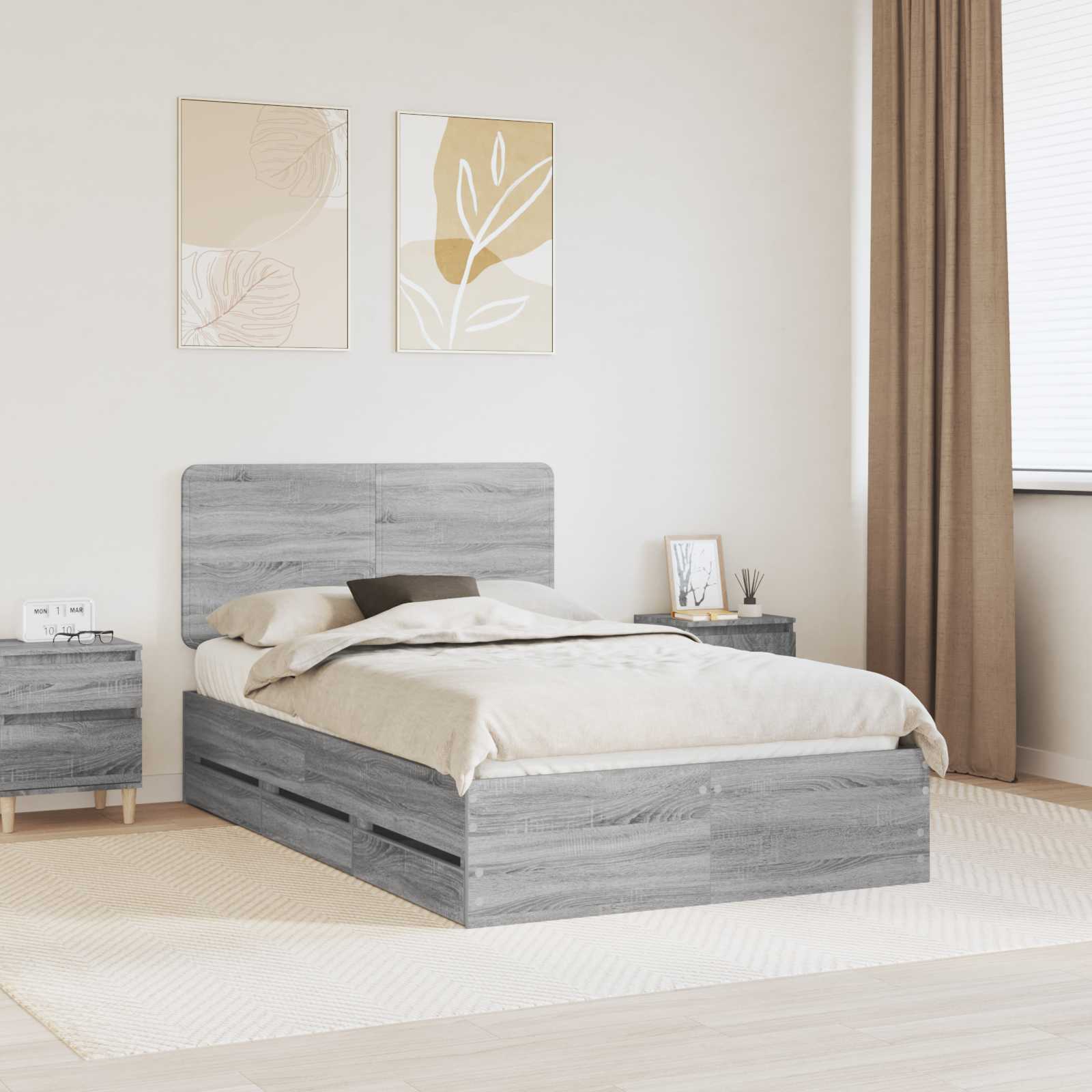 Cadre de lit Gris Sonoma 120 x 190 cm Bois Ingénierie - XIOS