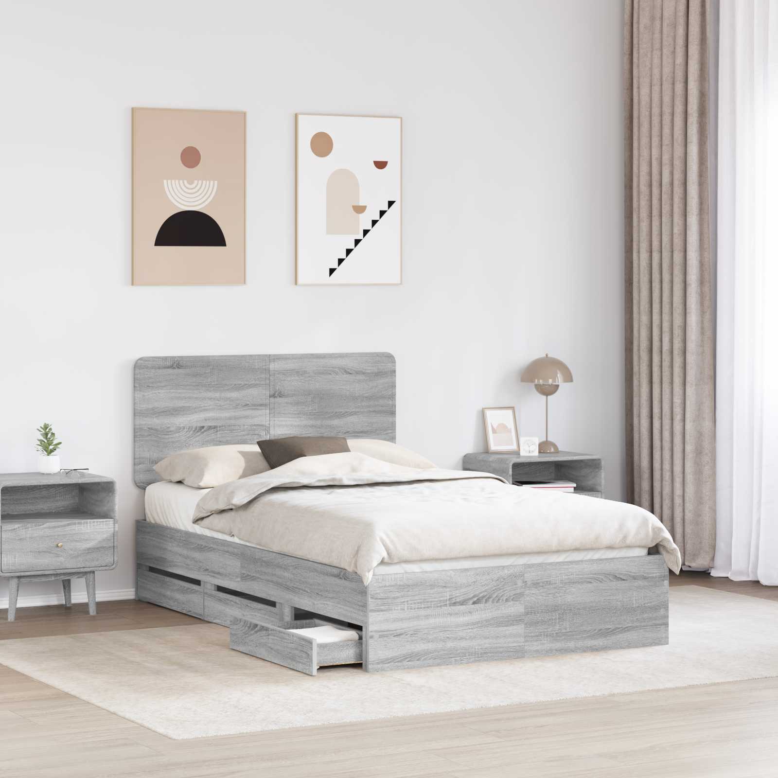 Cadre de lit Gris Sonoma 120 x 190 cm Bois Ingénierie - XIOS