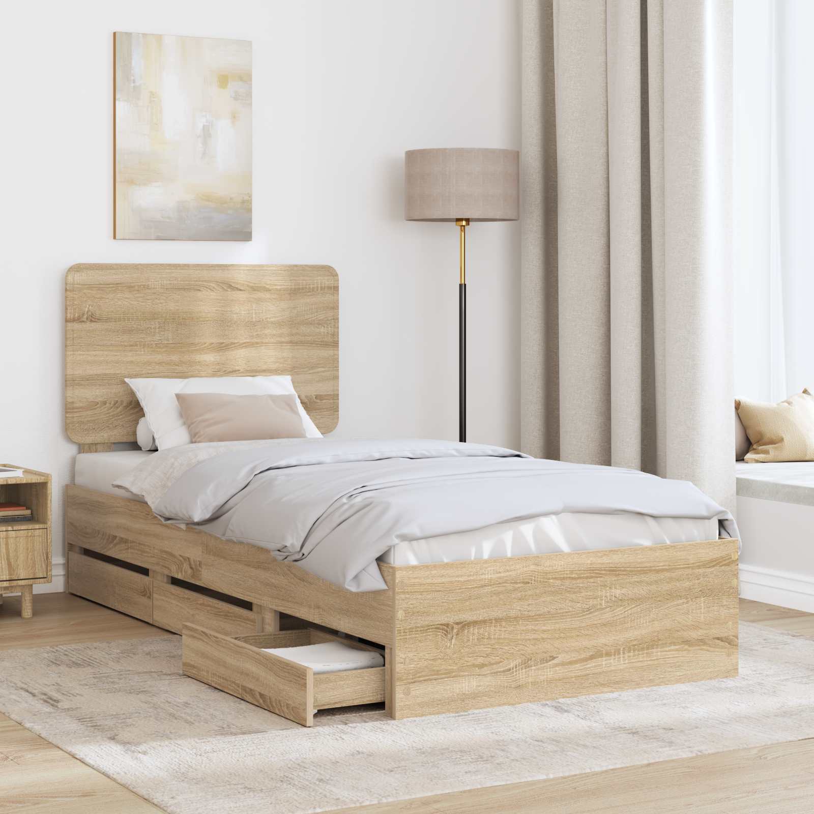 Cadre de lit Chêne Sonoma 100 x 200 cm Bois Ingénierie - XIOS