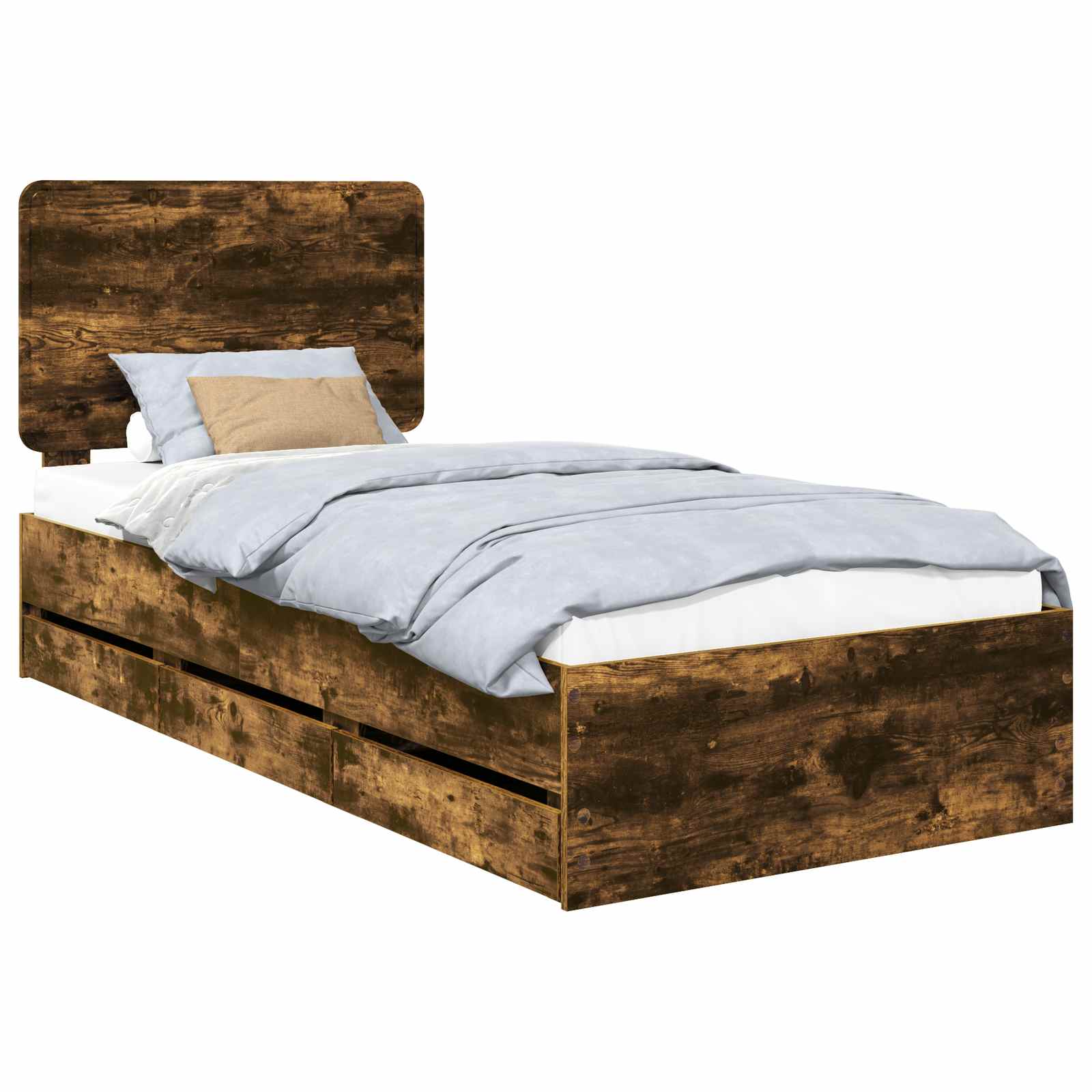 Cadre de lit avec tiroir Chêne fumé 90 x 190 cm Bois Ingénierie - XIOS