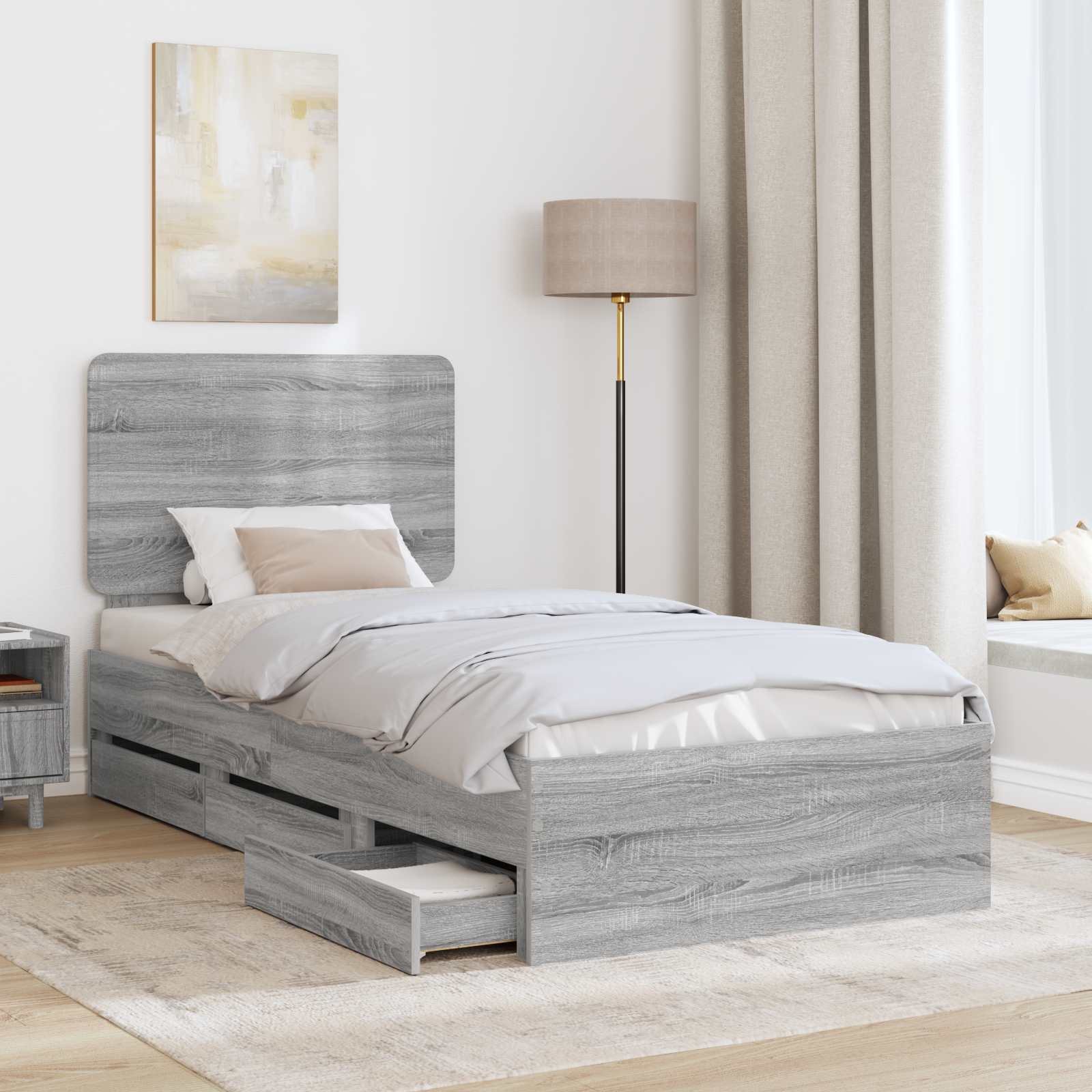 Cadre de lit Gris Sonoma 90 x 190 cm Bois Ingénierie - XIOS