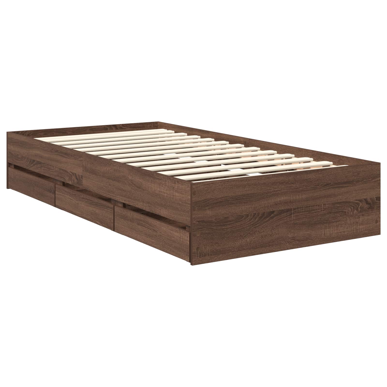 Cadre de lit avec tiroir Chêne brun 90 x 190 cm Bois Ingénierie - XIOS