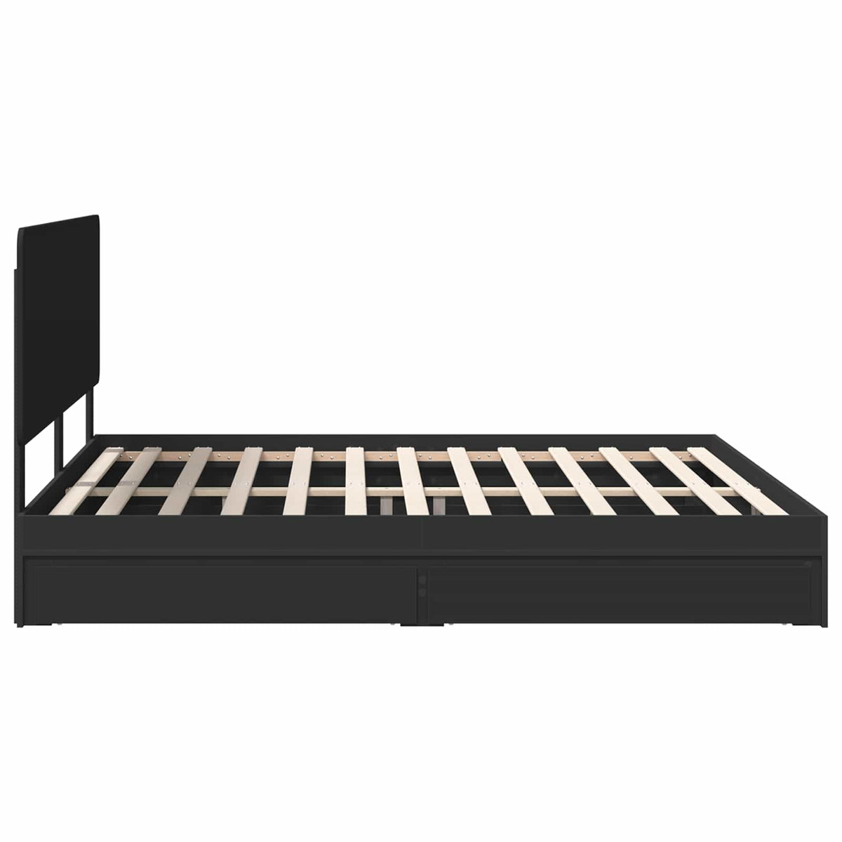 Lit de Rangement Réglable Noir 200 x 200 cm Bois d'ingénierie