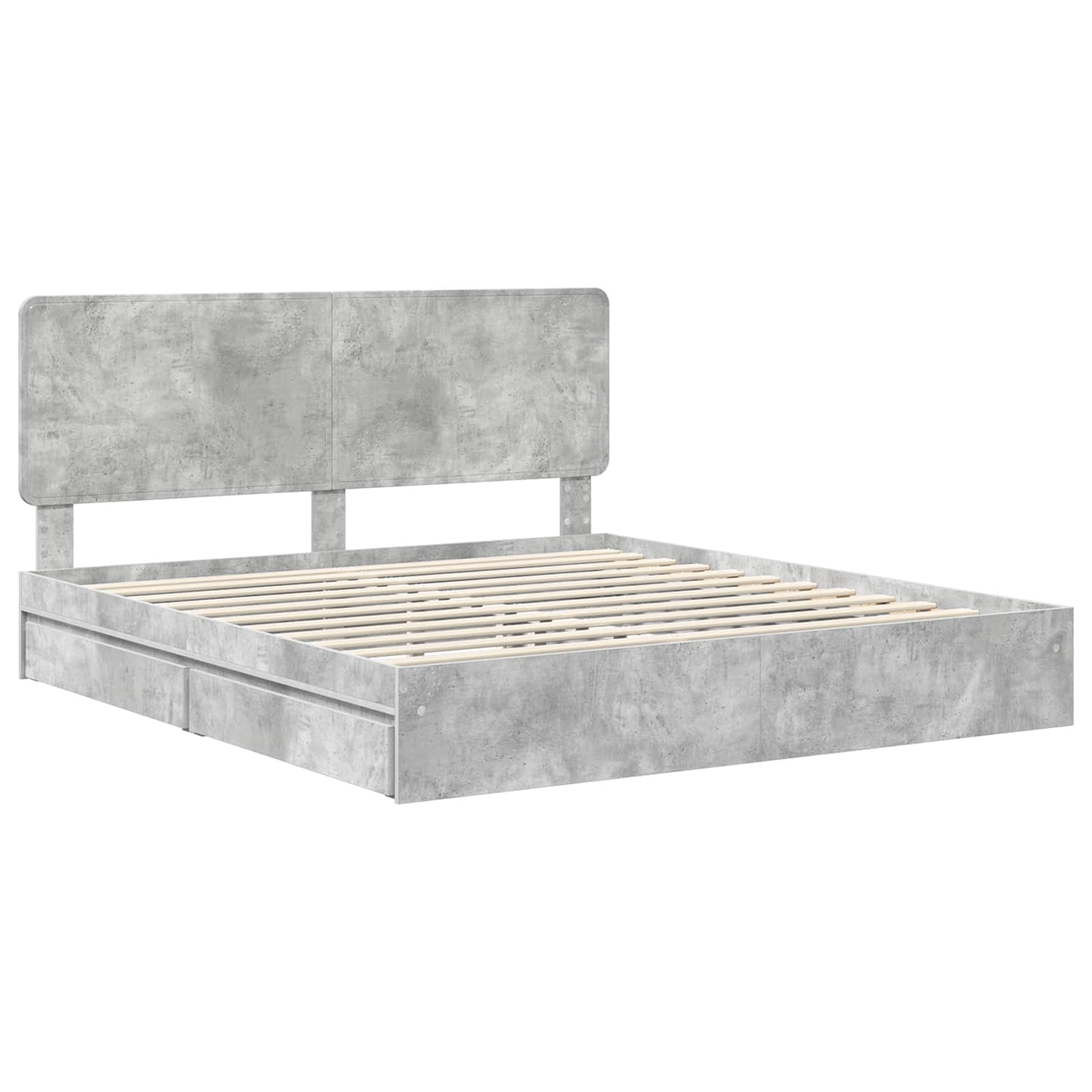 Lit de Rangement Gris béton 200 x 200 cm Bois d'ingénierie - XIOS