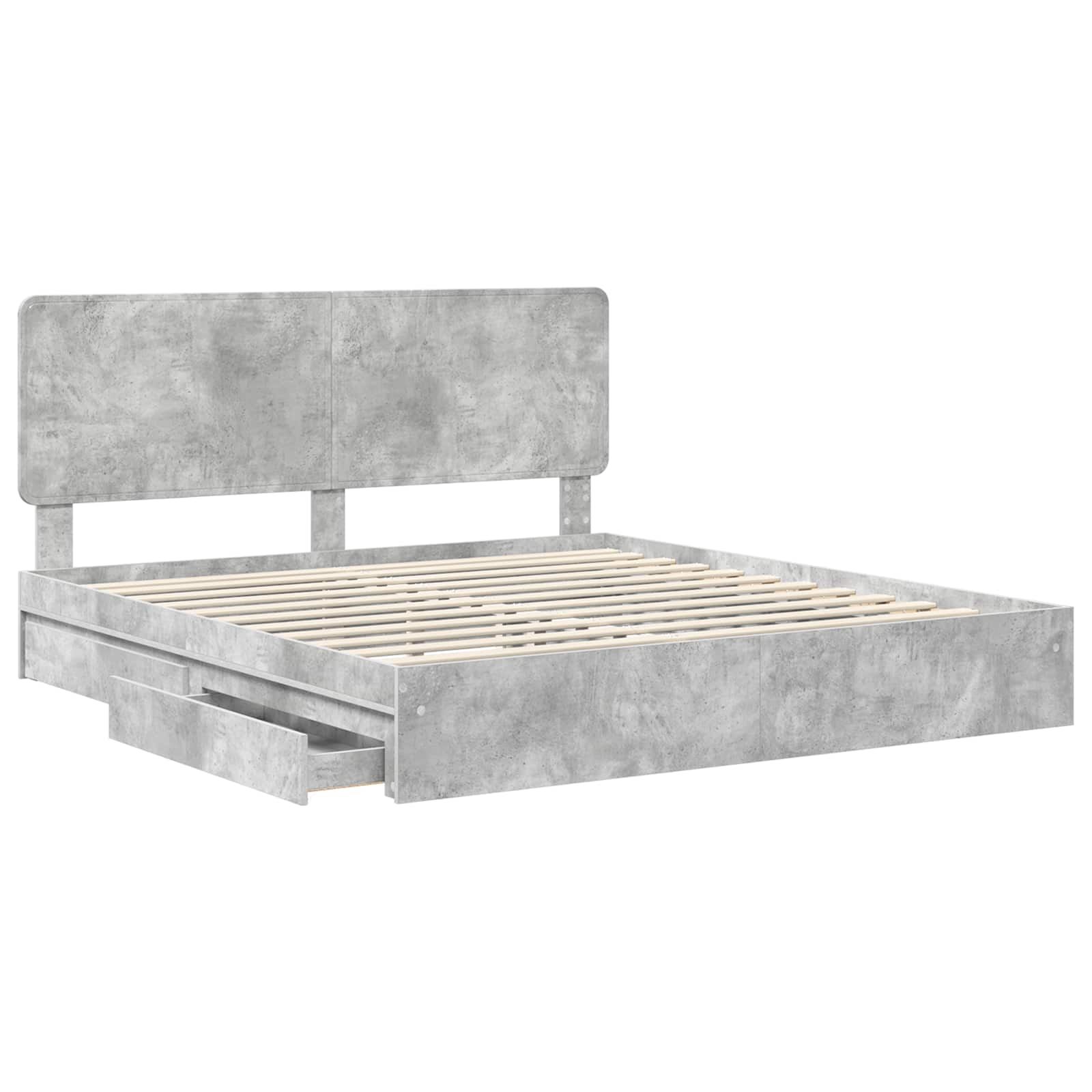 Lit de Rangement Gris béton 200 x 200 cm Bois d'ingénierie - XIOS
