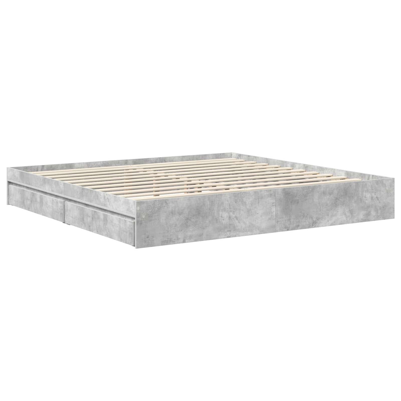 Lit de Rangement Gris béton 200 x 200 cm Bois d'ingénierie - XIOS