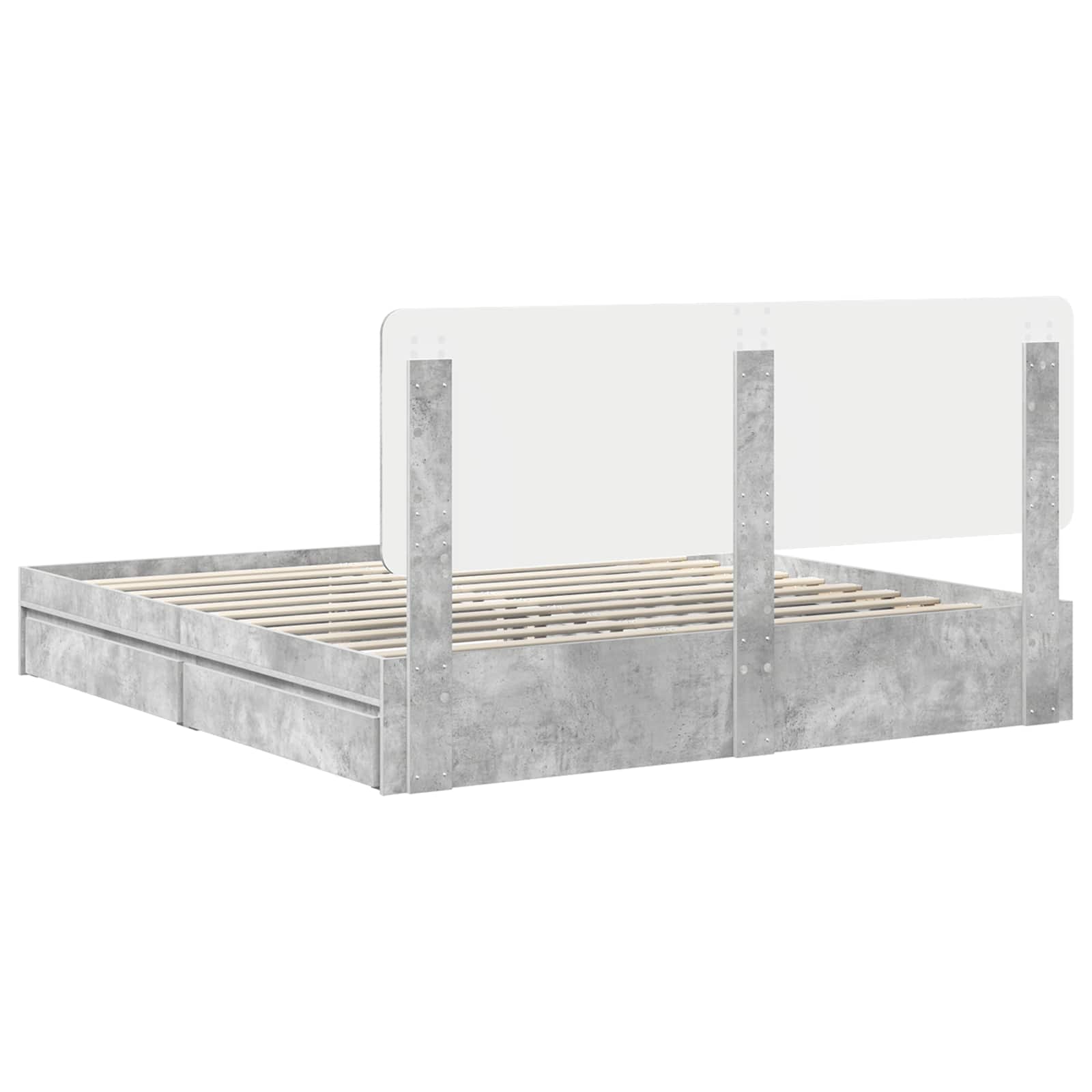 Lit de Rangement Gris béton 200 x 200 cm Bois d'ingénierie - XIOS