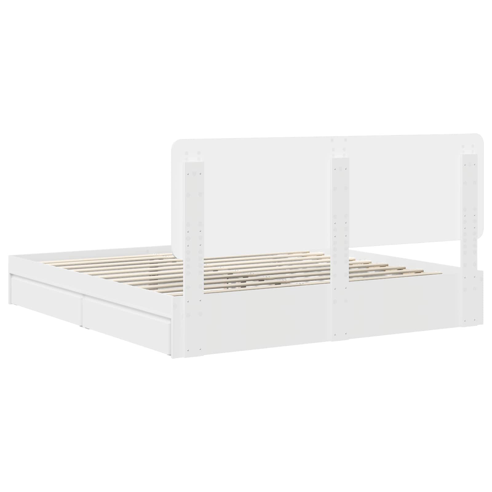 Lit de Rangement Réglable Blanc 180 x 200 cm Bois d'ingénierie