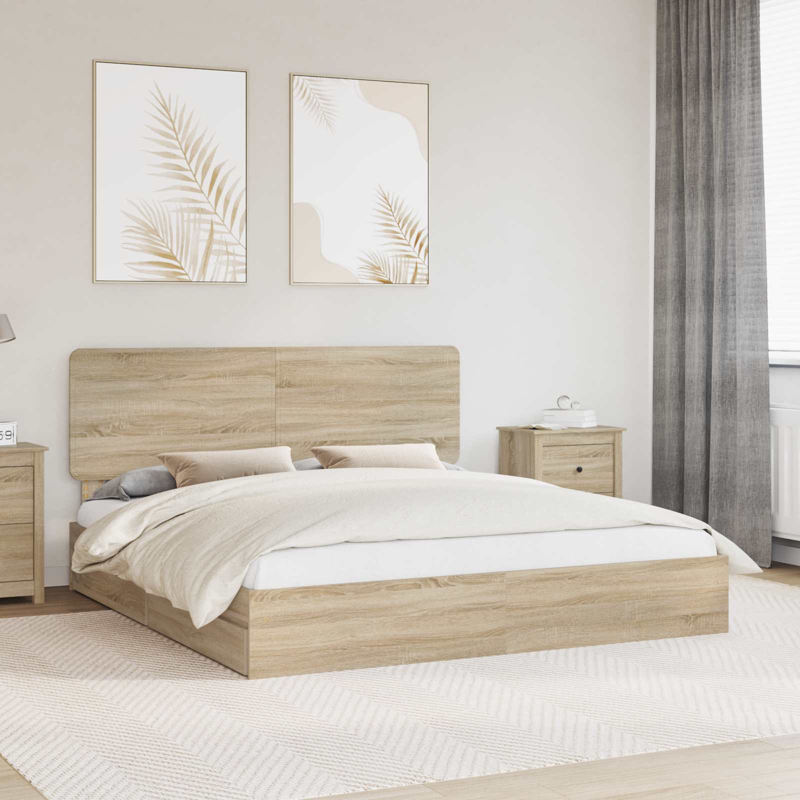 Lit de Rangement Chêne Sonoma 180 x 200 cm Bois d'ingénierie - XIOS