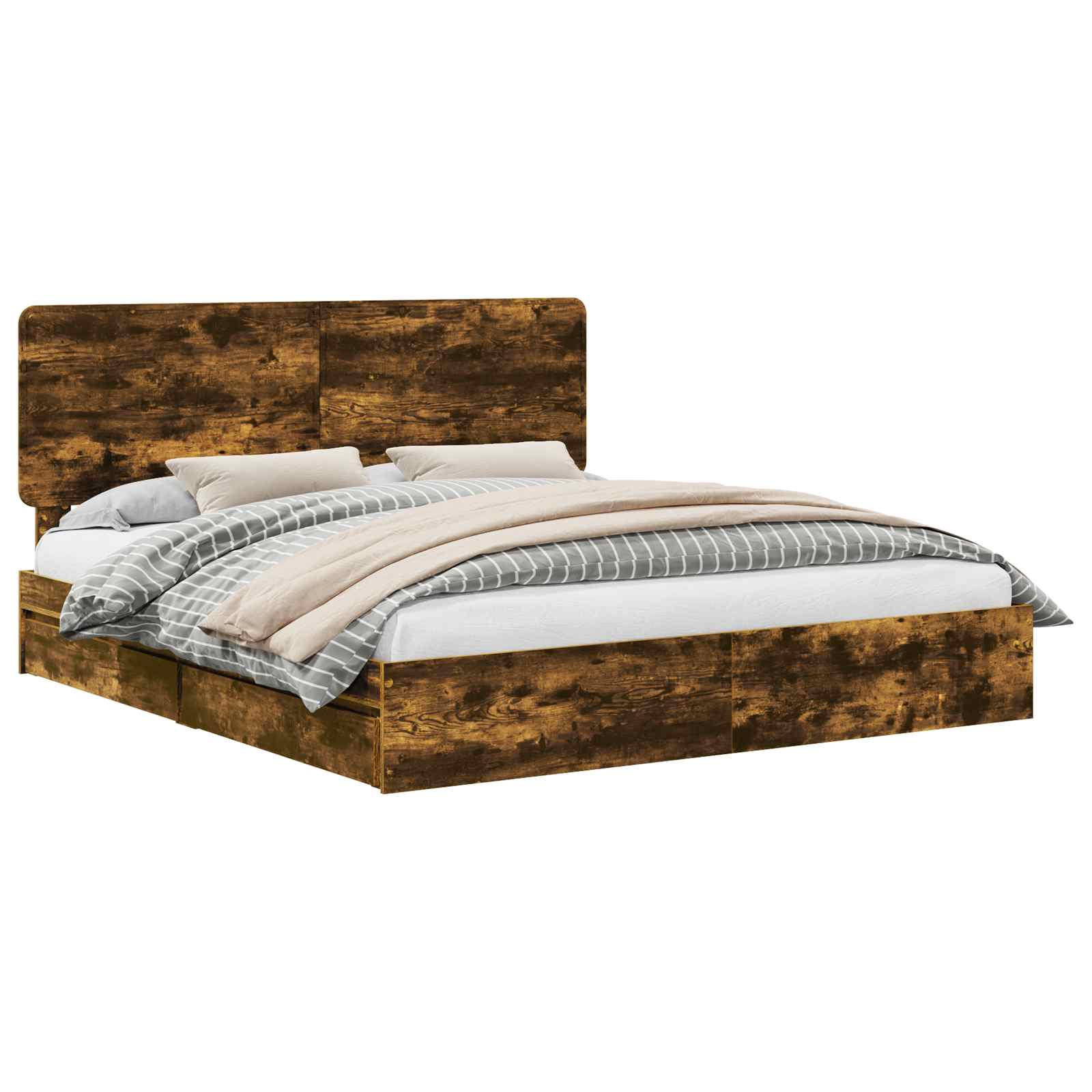 Lit de Rangement Chêne fumé 180 x 200 cm Bois d'ingénierie - XIOS