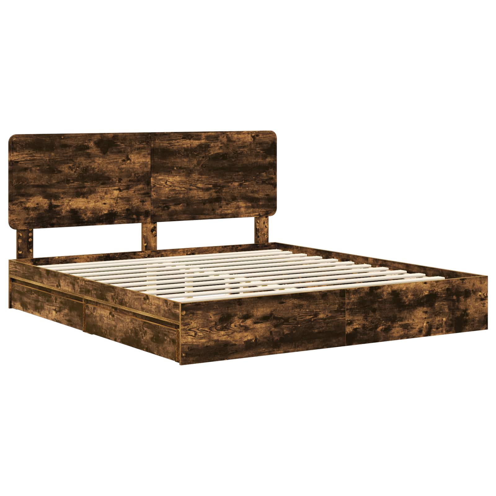 Lit de Rangement Chêne fumé 180 x 200 cm Bois d'ingénierie - XIOS