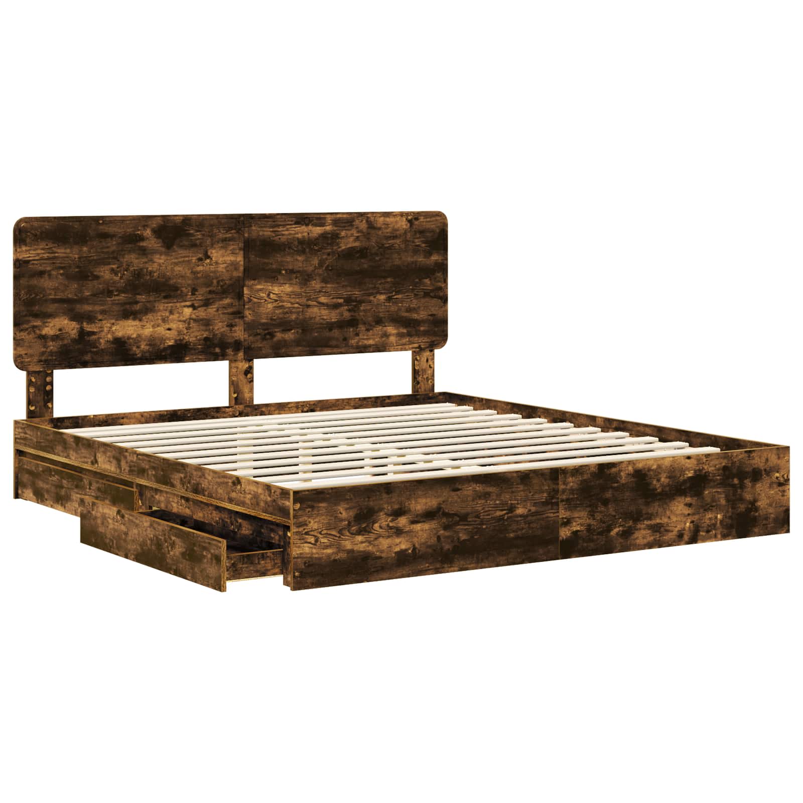 Lit de Rangement Chêne fumé 180 x 200 cm Bois d'ingénierie - XIOS