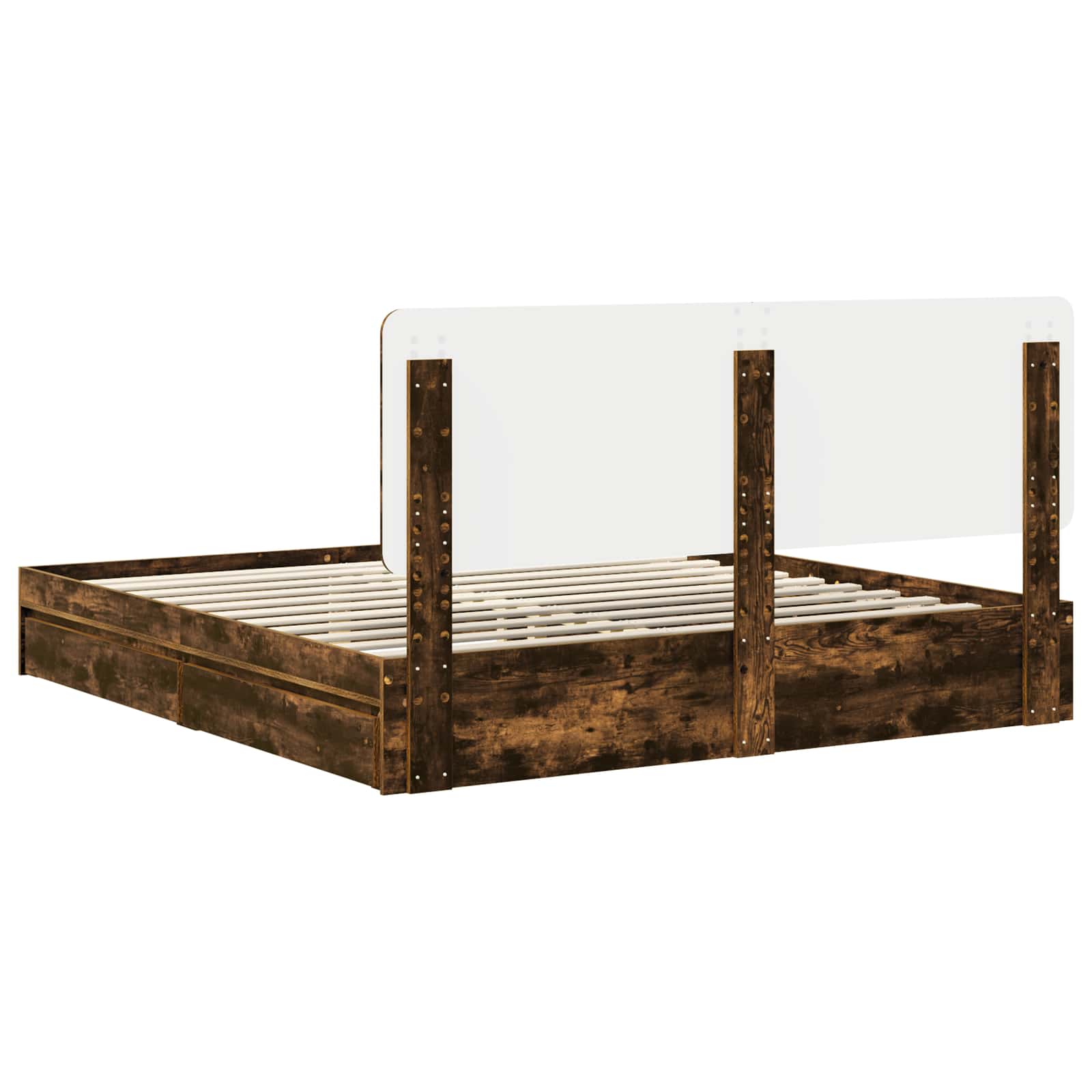 Lit de Rangement Chêne fumé 180 x 200 cm Bois d'ingénierie - XIOS