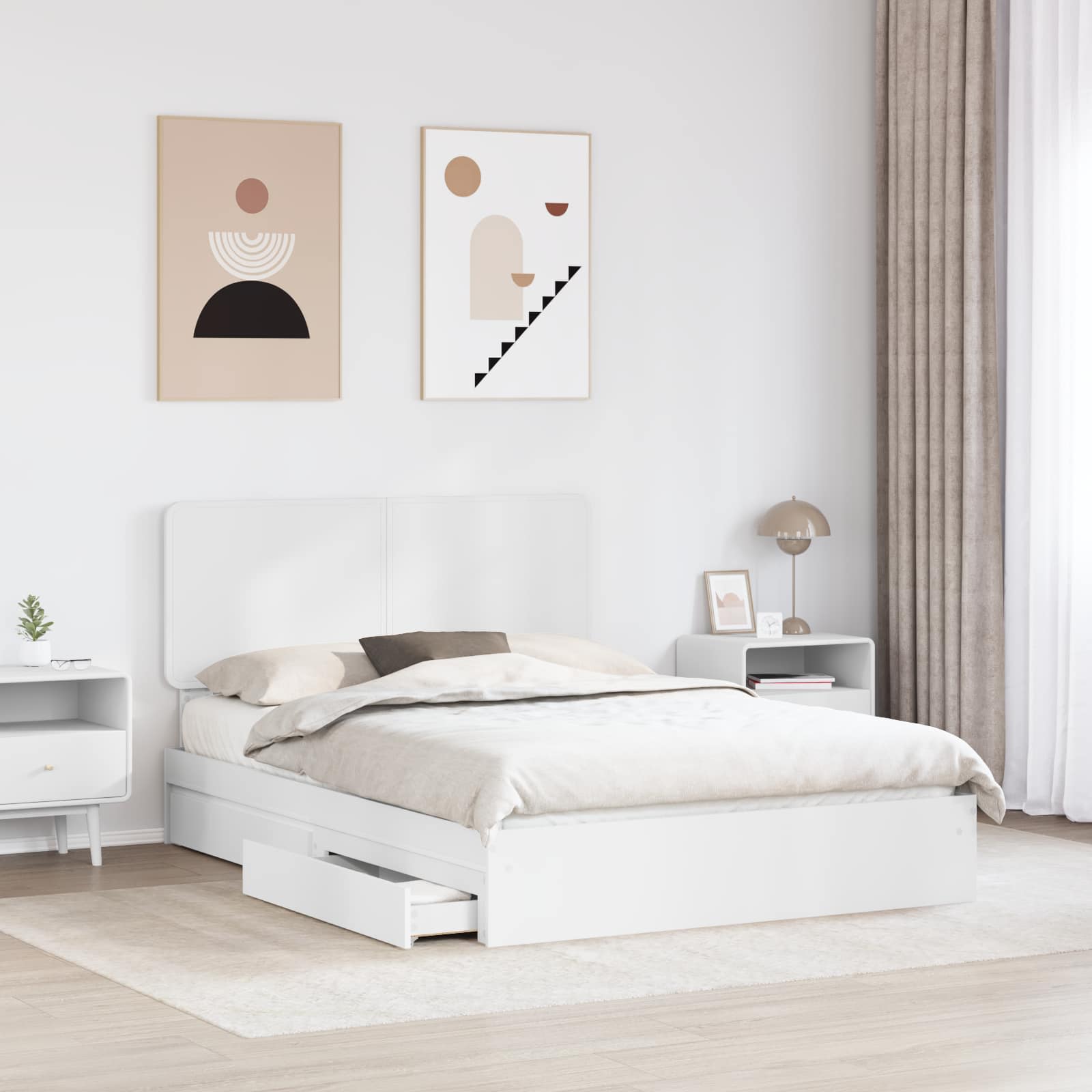 Lit de Rangement Blanc 160 x 200 cm Bois d'ingénierie - XIOS