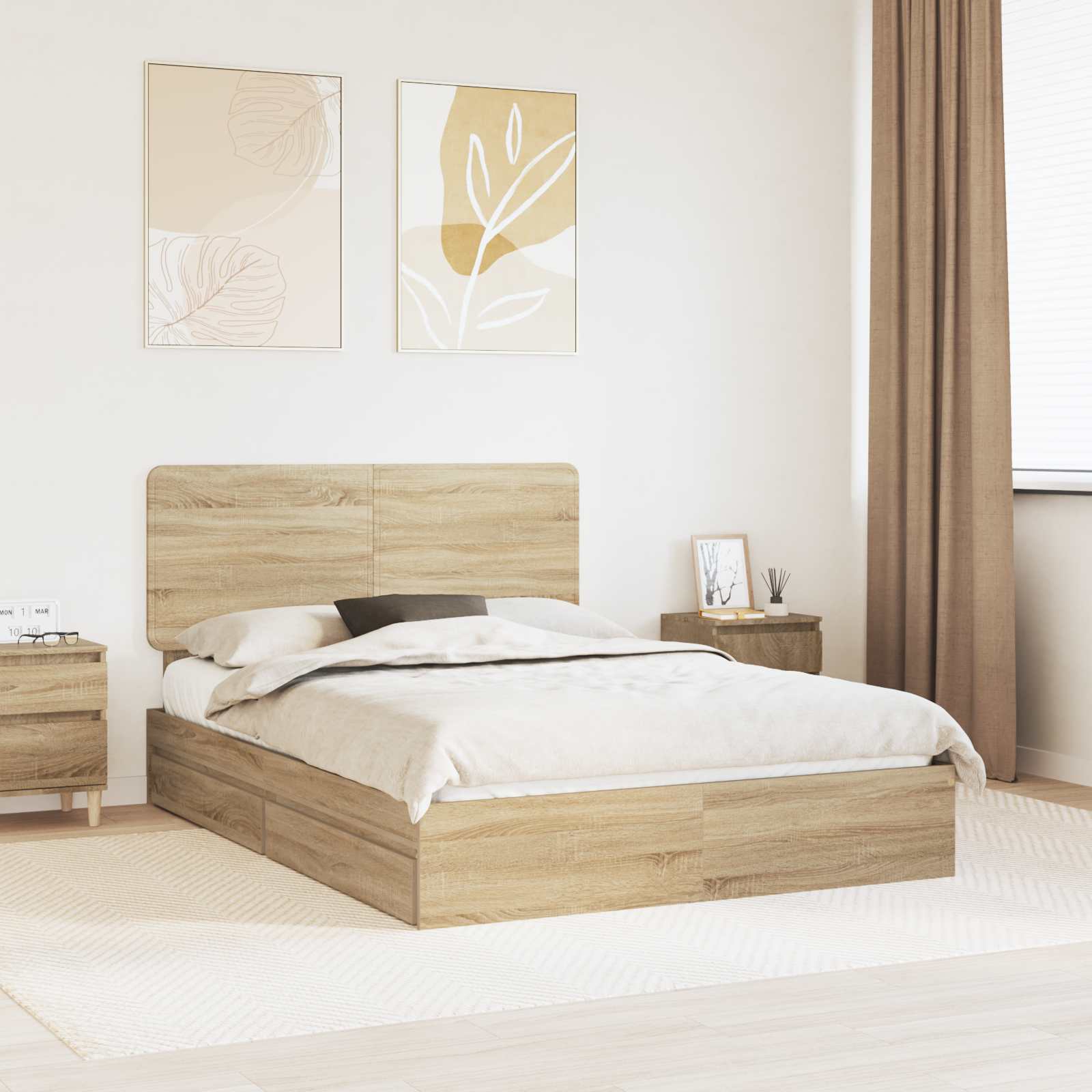 Lit de Rangement Chêne Sonoma 160 x 200 cm Bois d'ingénierie - XIOS