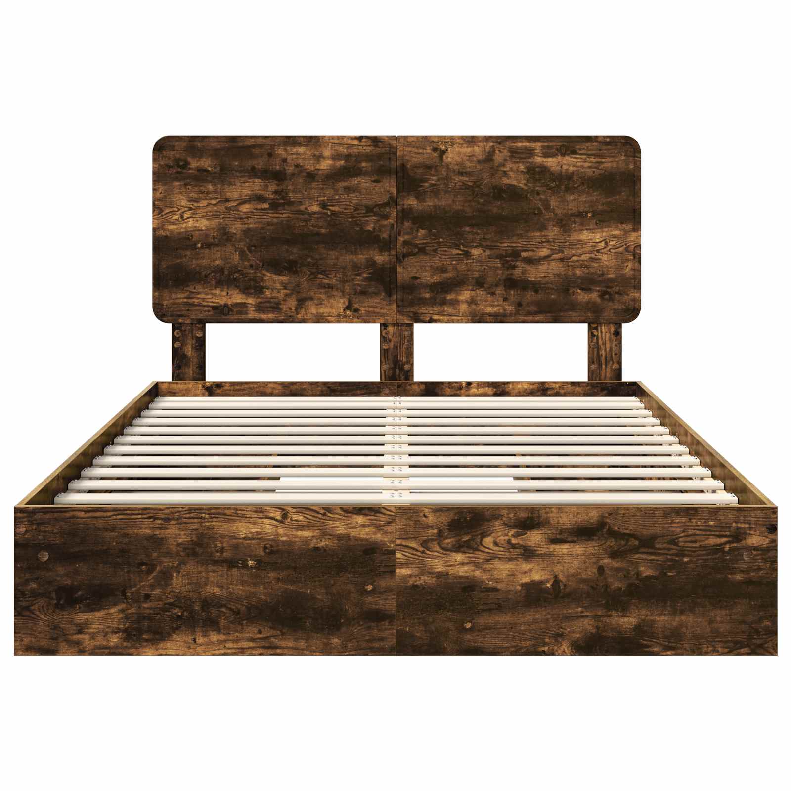 Lit de Rangement Chêne fumé 160 x 200 cm Bois d'ingénierie