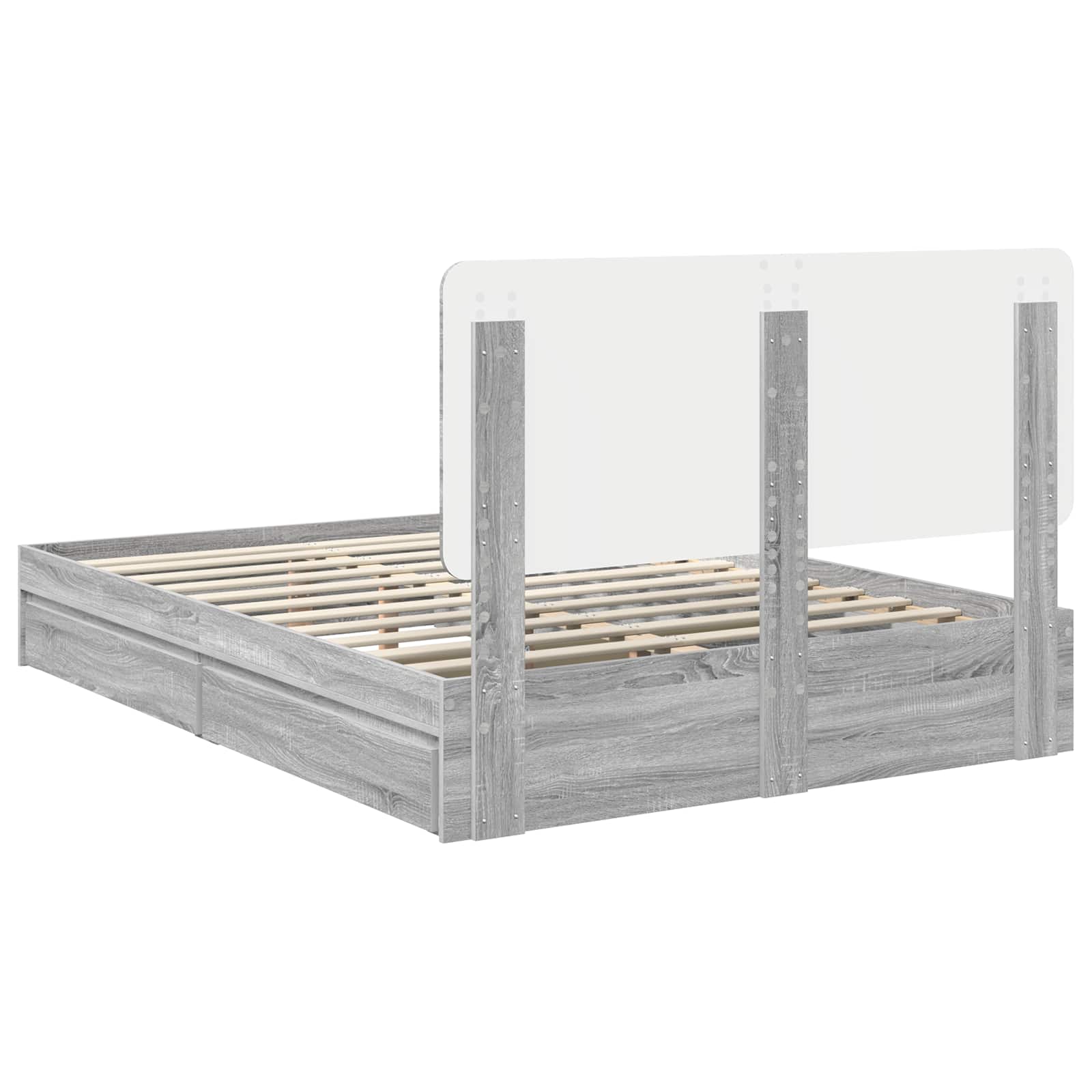 Lit de Rangement Gris Sonoma 160 x 200 cm Bois d'ingénierie - XIOS