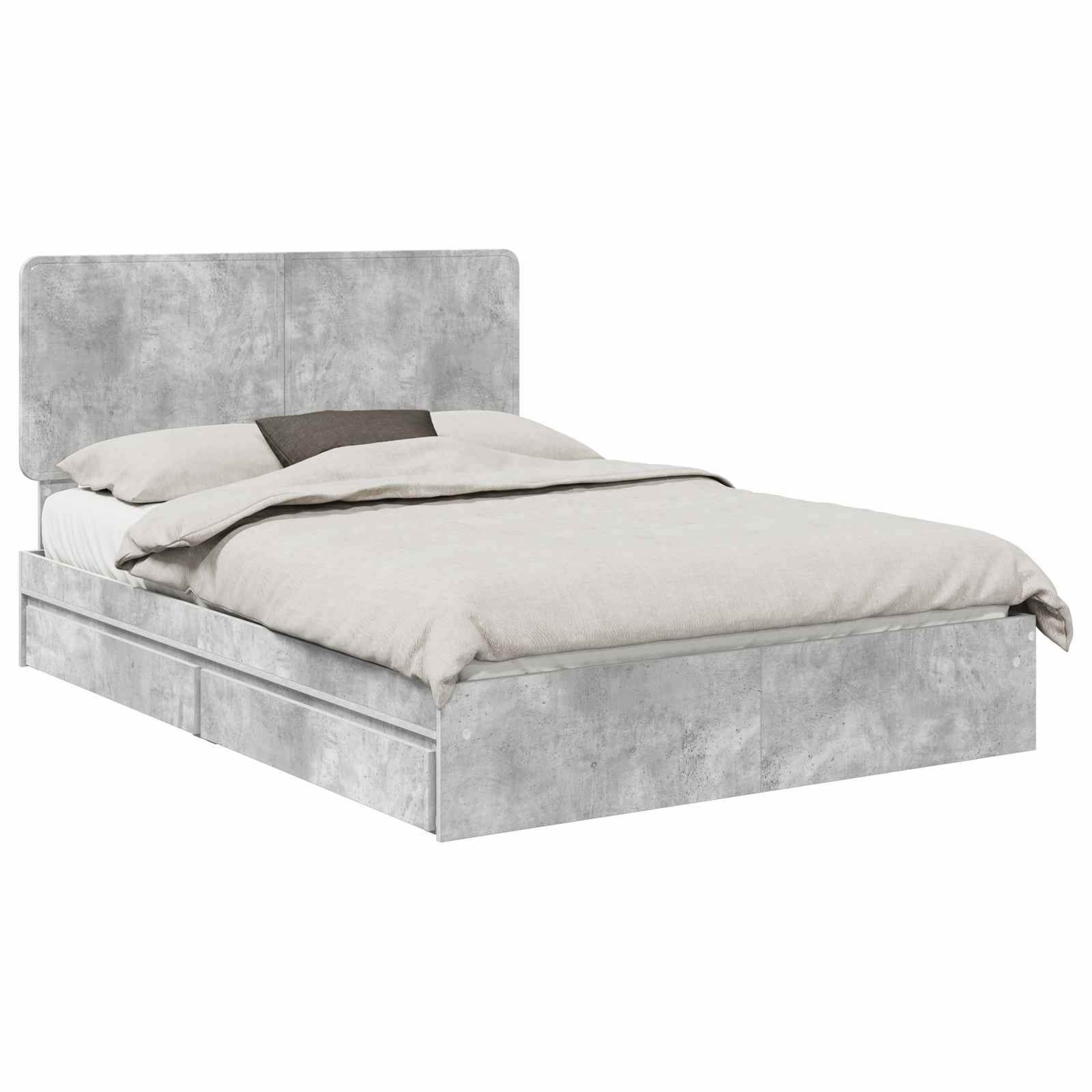 Lit de Rangement Gris béton 150 x 200 cm Bois d'ingénierie - XIOS