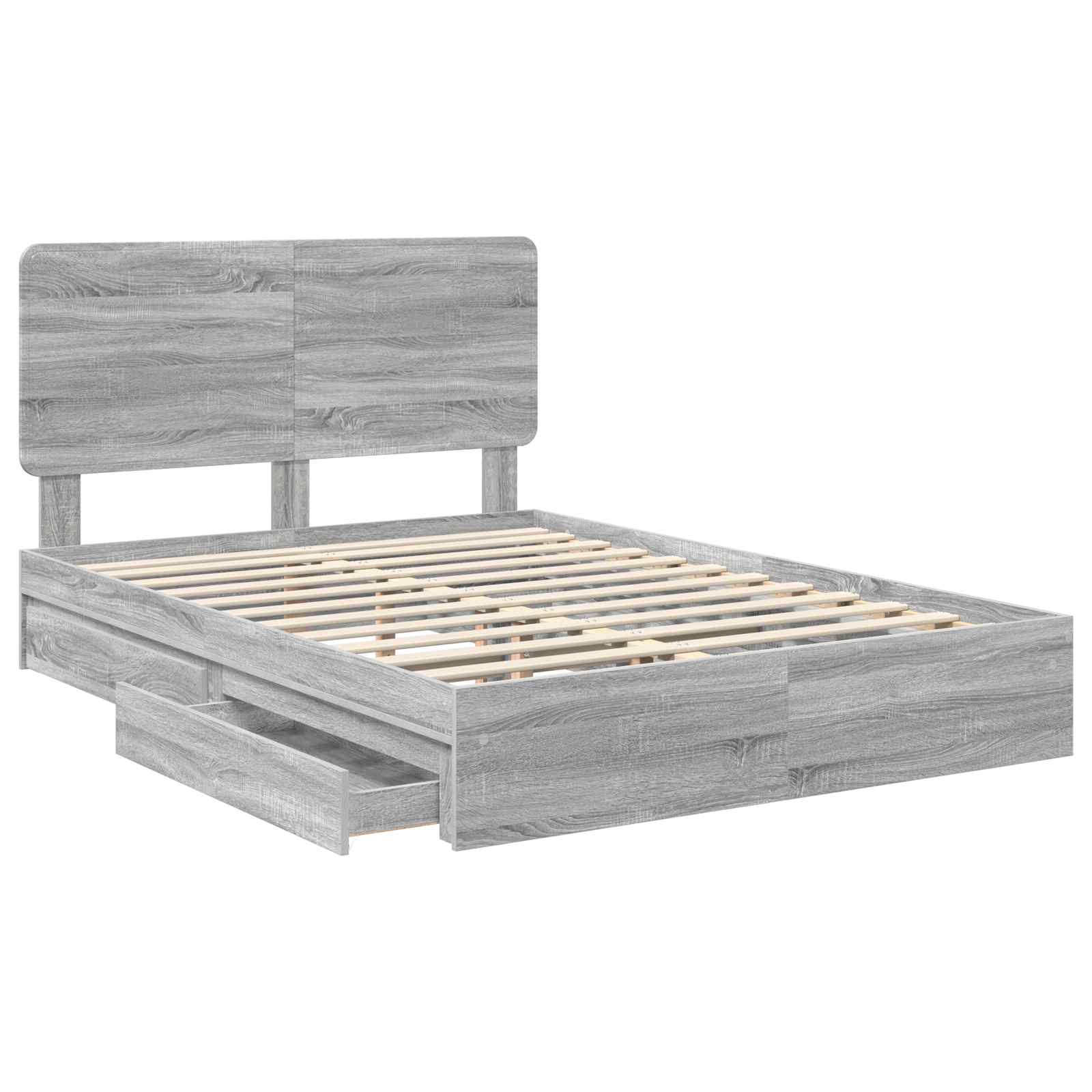 Lit de Rangement Gris Sonoma 140 x 200 cm Bois d'ingénierie - XIOS