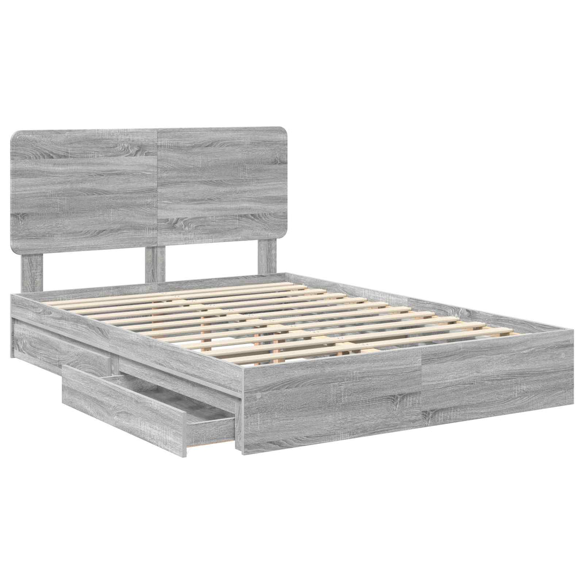 Lit de Rangement Gris Sonoma 140 x 200 cm Bois d'ingénierie