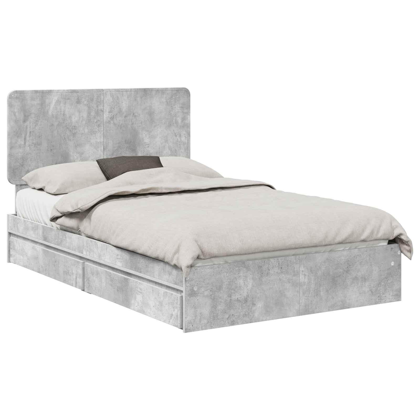 Lit de Rangement Gris béton 135 x 190 cm Bois d'ingénierie - XIOS