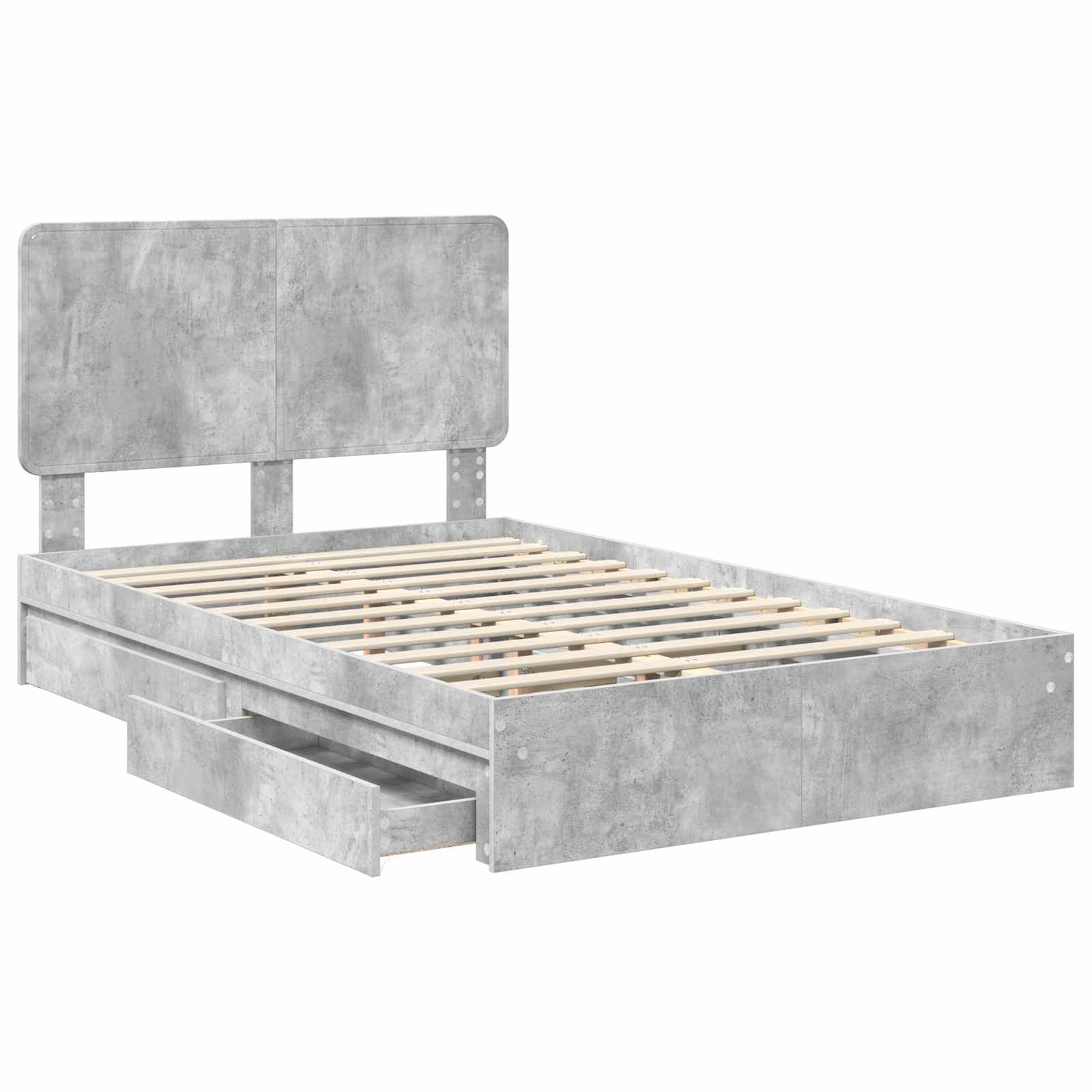 Cadre de lit Gris béton 135 x 190 cm Bois d'ingénierie - XIOS