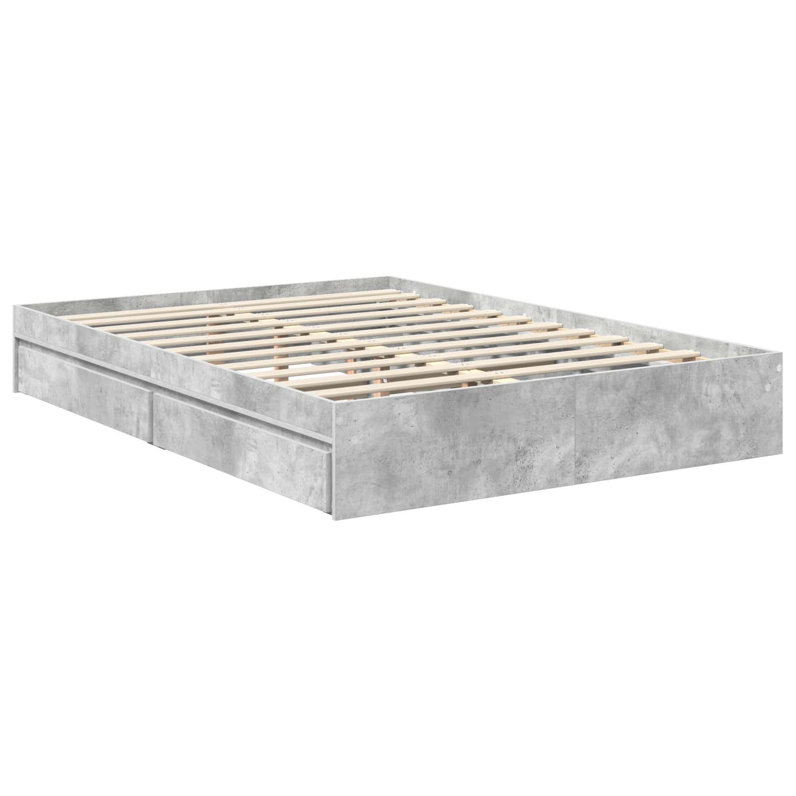Cadre de lit Gris béton 135 x 190 cm Bois d'ingénierie - XIOS