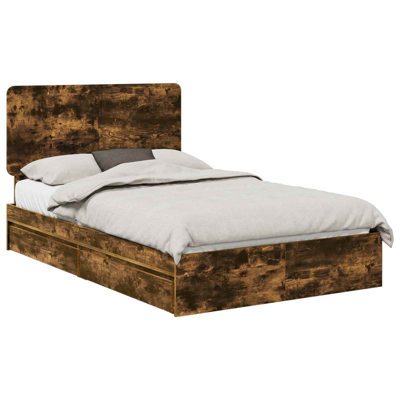 Lit de Rangement Chêne fumé 135 x 190 cm Bois d'ingénierie - XIOS