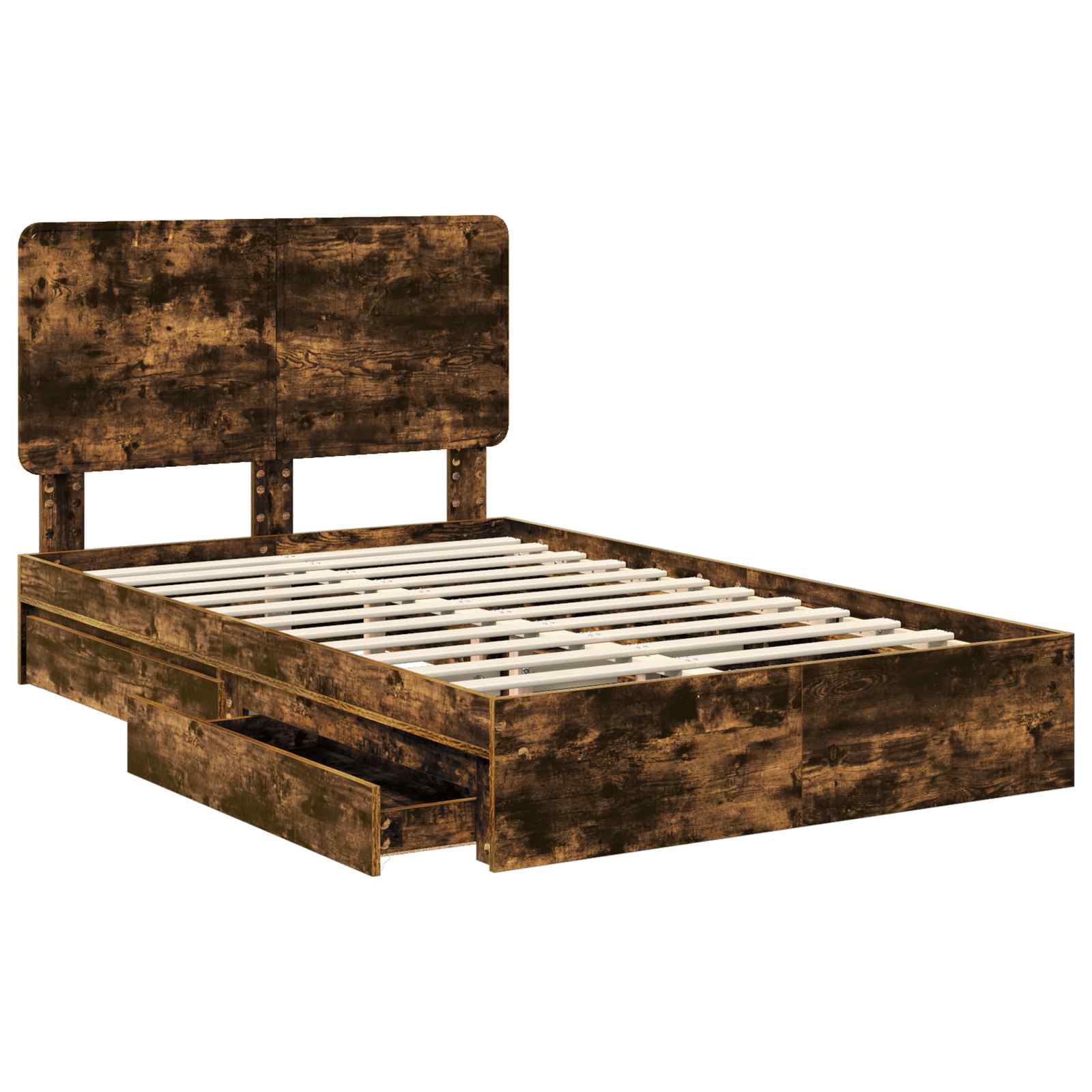 Lit de Rangement Chêne fumé 135 x 190 cm Bois d'ingénierie - XIOS