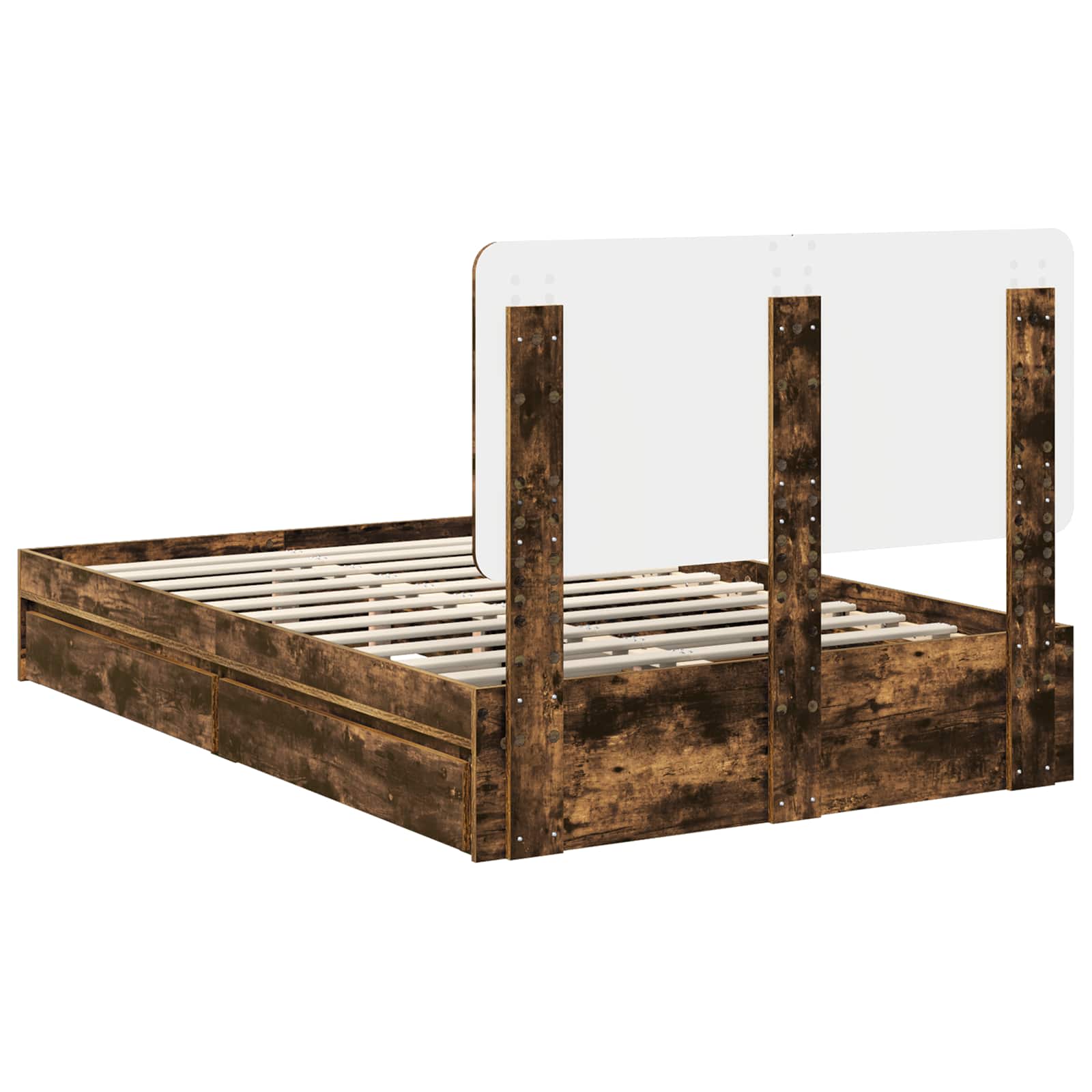 Lit de Rangement Chêne fumé 135 x 190 cm Bois d'ingénierie - XIOS