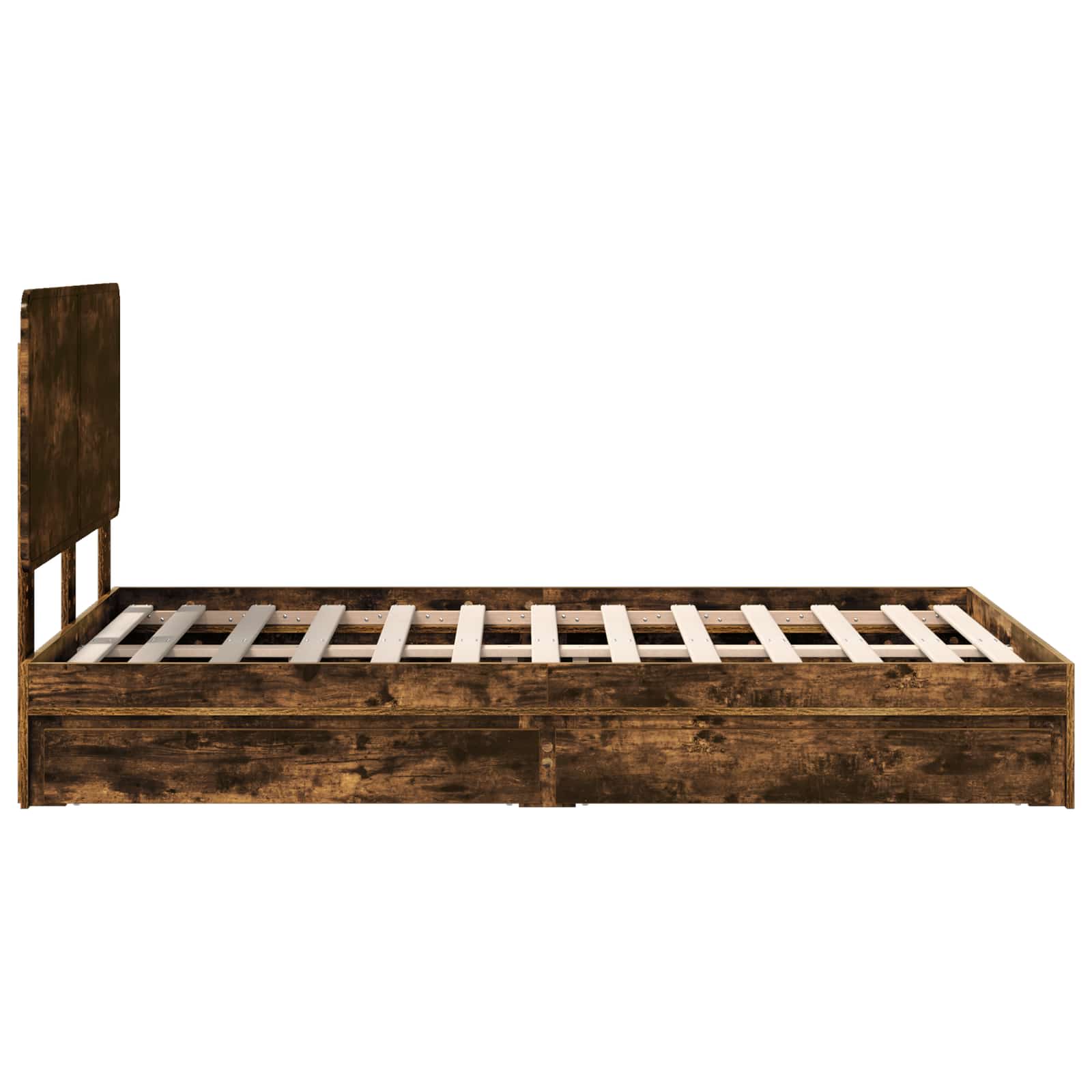 Lit de Rangement Chêne fumé 135 x 190 cm Bois d'ingénierie - XIOS