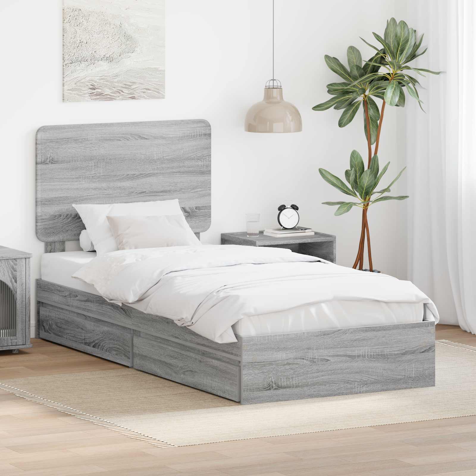 Lit de Rangement Gris Sonoma 100 x 200 cm Bois d'ingénierie - XIOS
