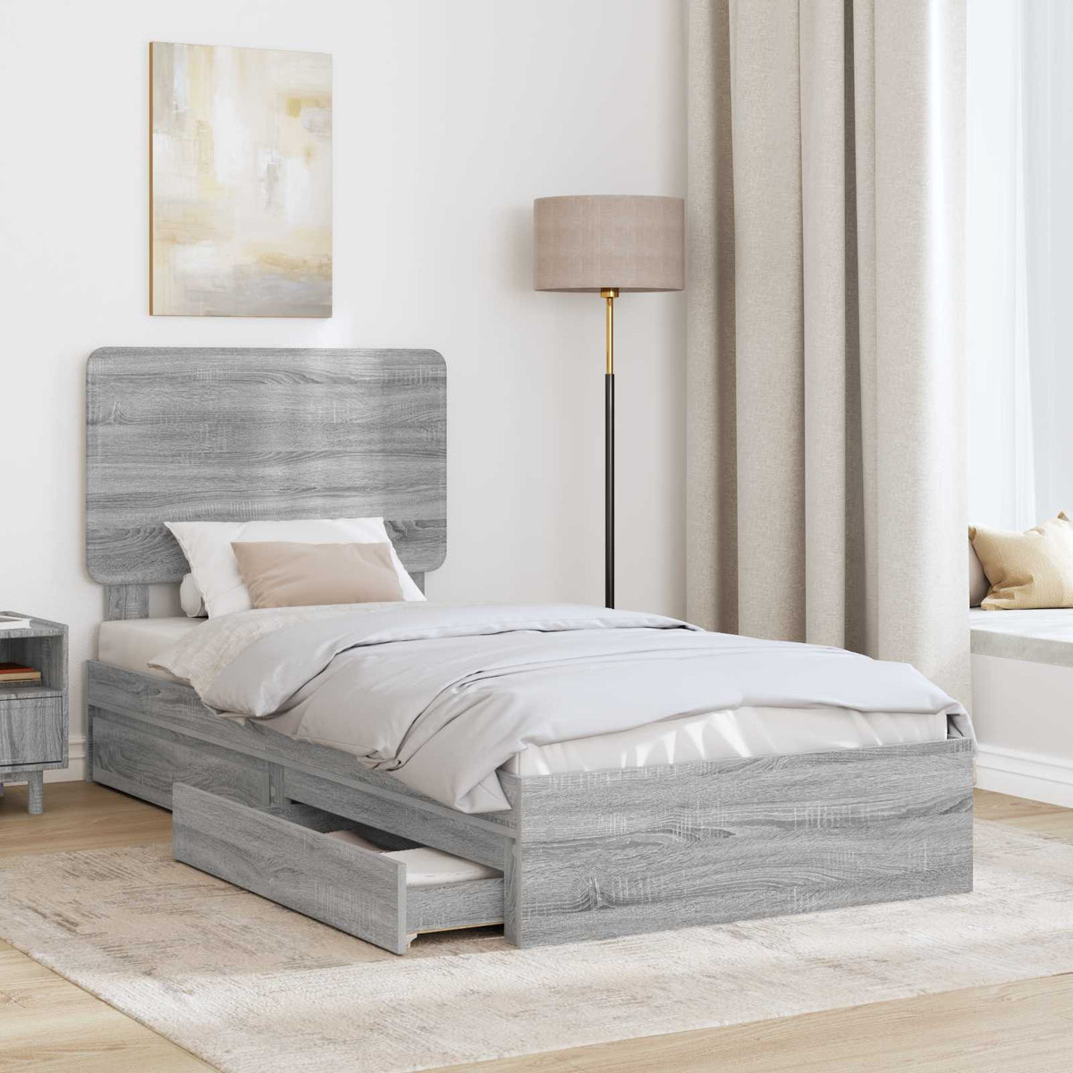 Lit de Rangement Gris Sonoma 100 x 200 cm Bois d'ingénierie